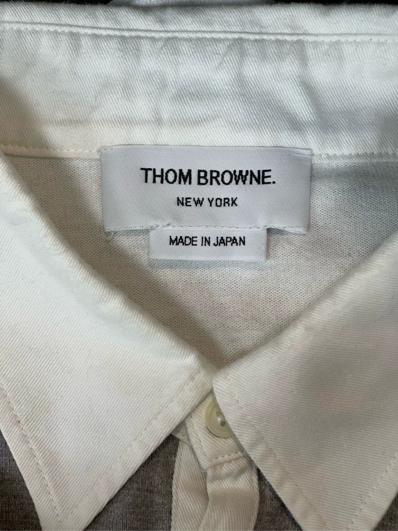 Thom Browne Thom browne Gray and white striped arm four-striped polo co Size US XL / EU 56 / 4 - 6 Thumbnail