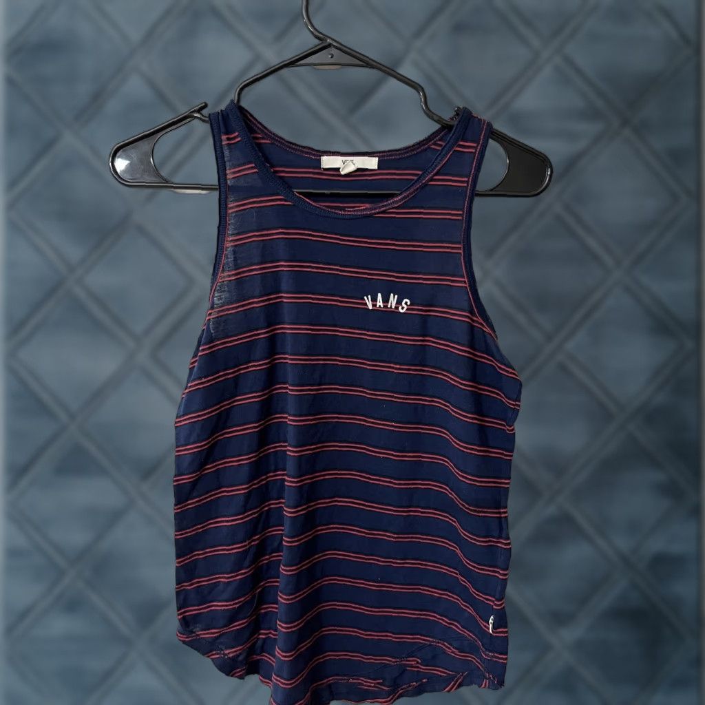 Vans Vans Womens Tank Top Striped Sheer Pullover Scoop Neck Small Multicolor Knit Logo 90s Style Block? Size S / US 4 / IT 40 - 1 Thumbnail