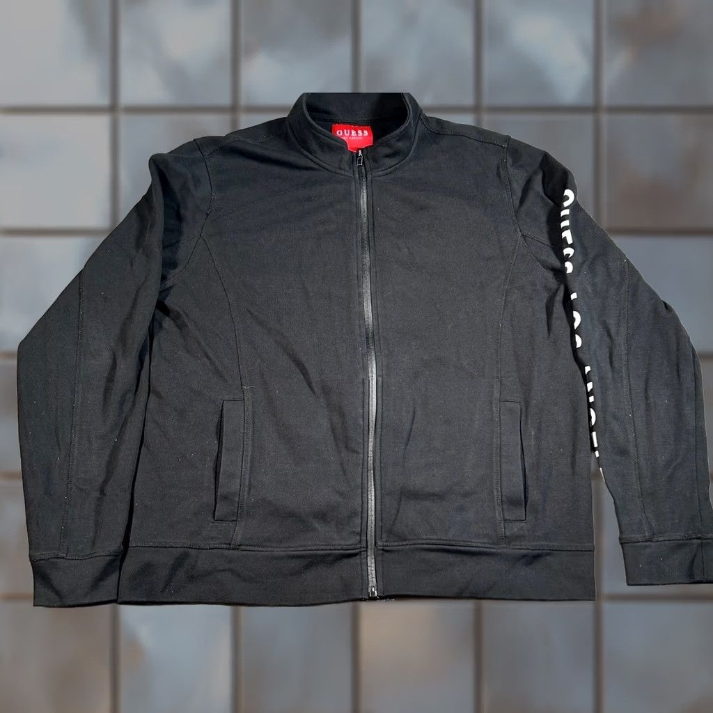 Guess Guess Los Angeles Track Jacket Mens XL Black Graphic Logo Mock Neck Full Zip Size US XL / EU 56 / 4 - 1 Thumbnail