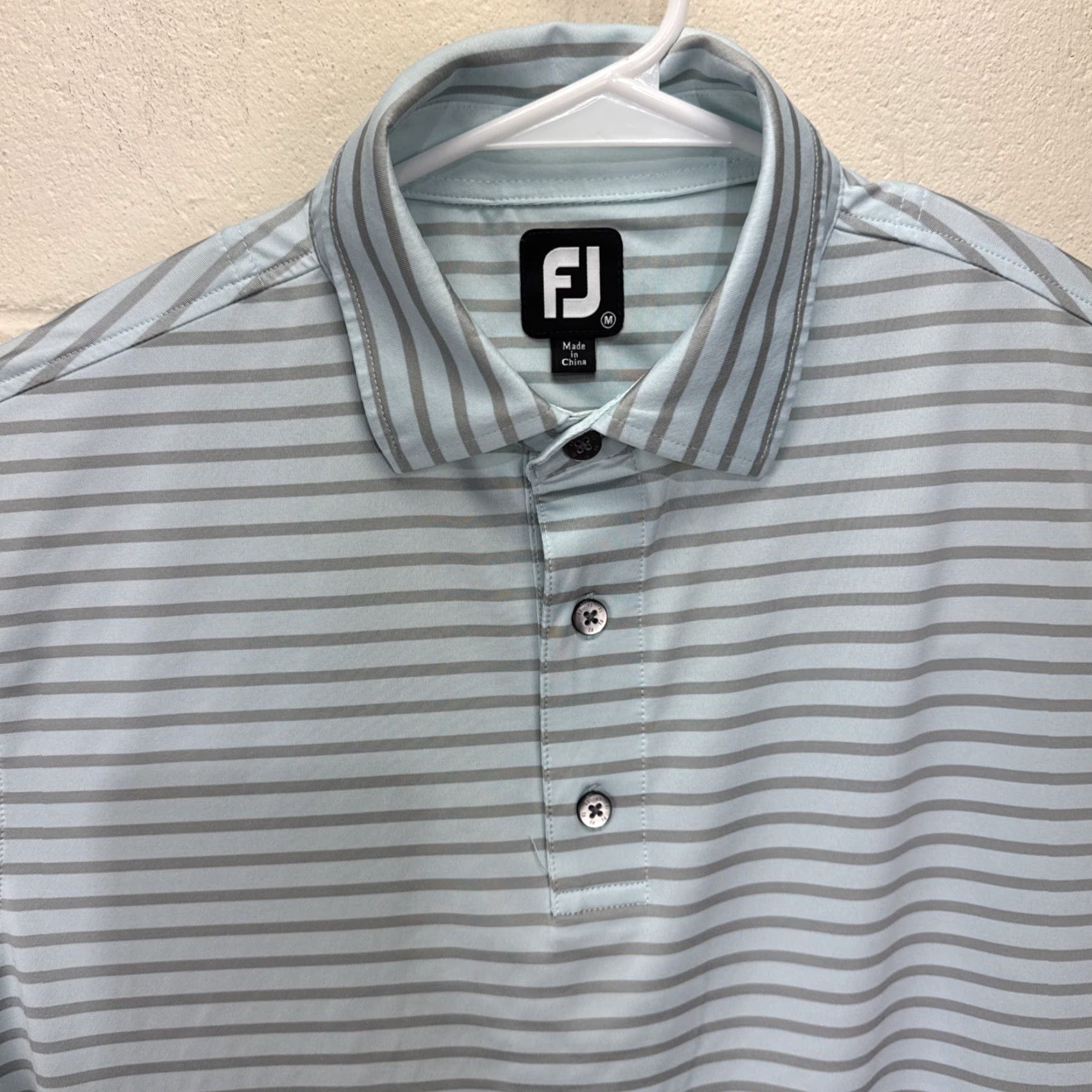 Footjoy FootJoy Polo Men's Medium Polo Athletic Fit Blue Gray Striped Shirt Golf Size US M / EU 48-50 / 2 - 3 Thumbnail
