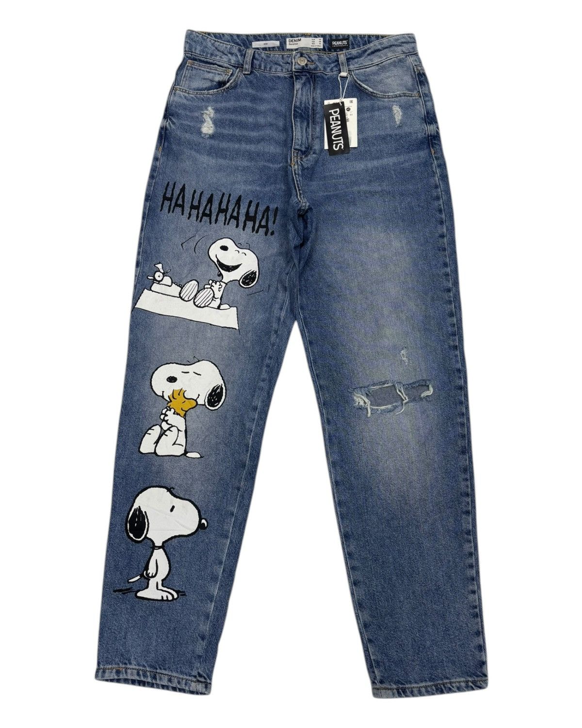 Bershka x Peanuts Baggy Wide Distressed Denim Jean - Main Image