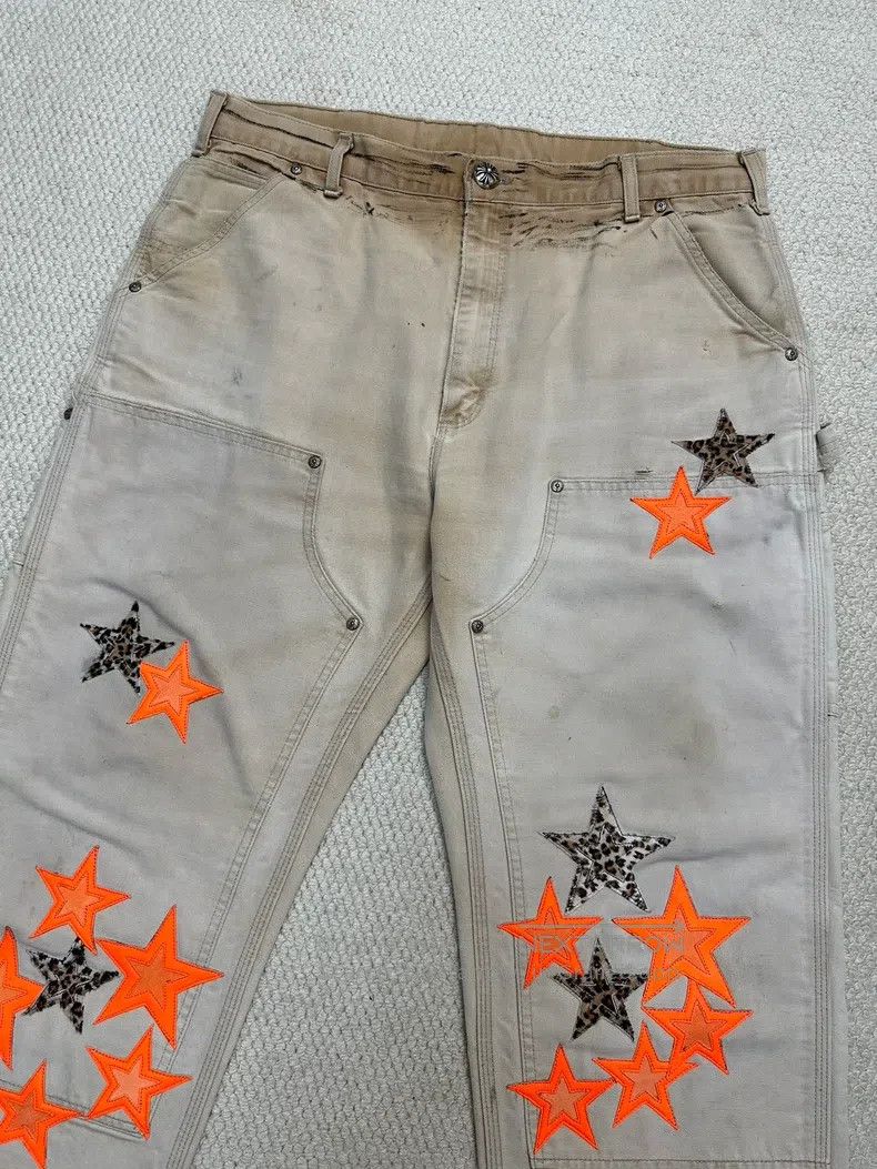 Chrome Hearts CHROME HEARTS 36 Orange star leather knee overalls Size US 36 / EU 52 - 2 Thumbnail