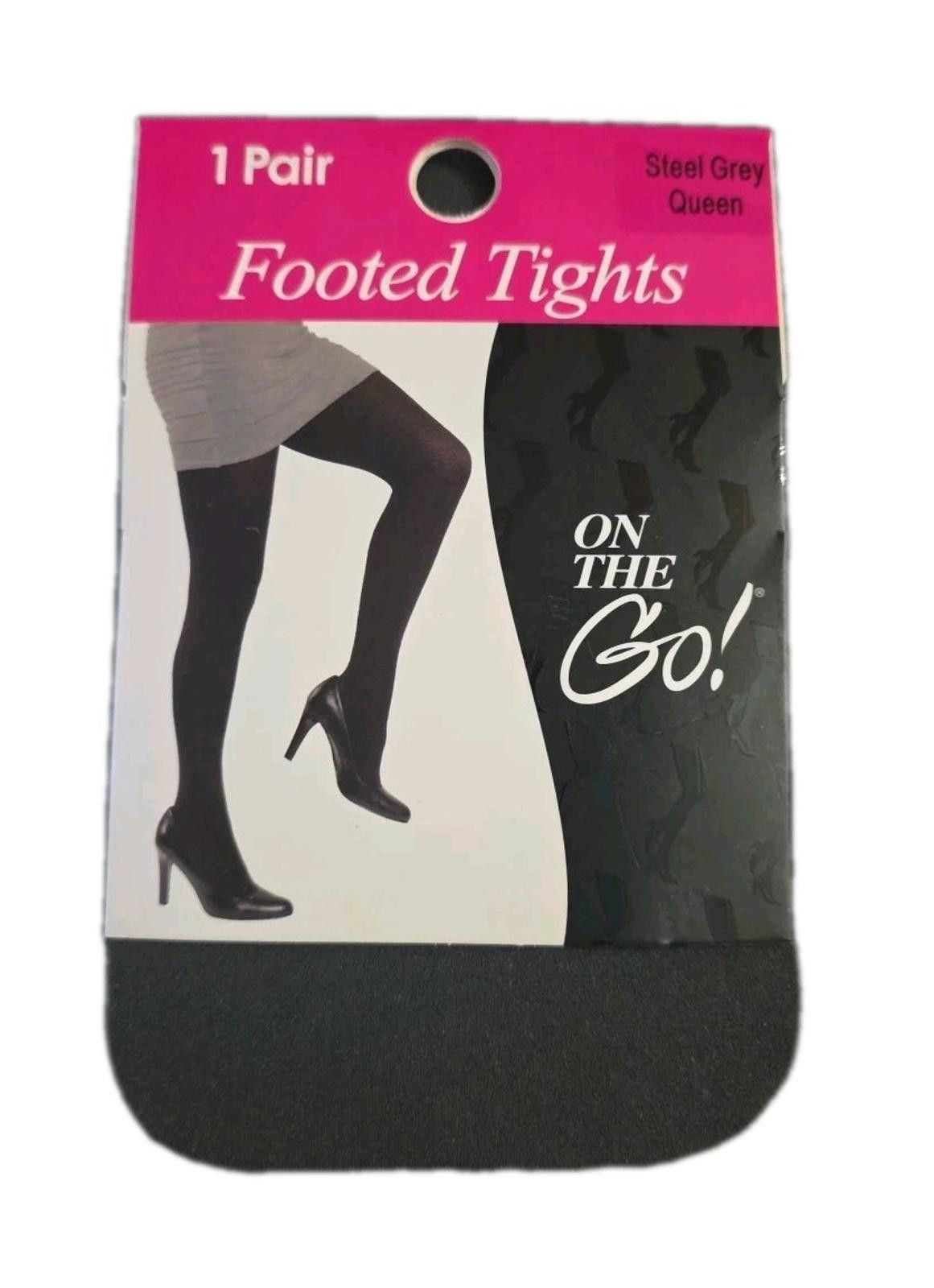 Other On The Go! Steel Grey Gray Footed Tights Womens Size Queen Q Size ONE SIZE - 1 Thumbnail