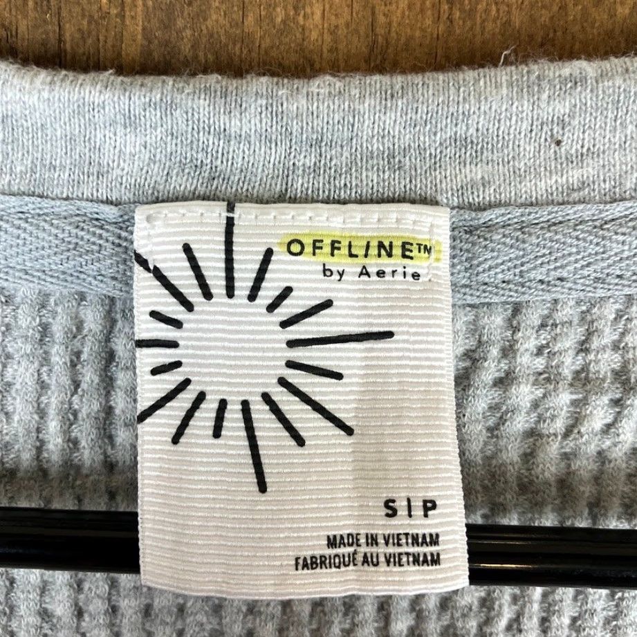 Vintage Aerie OFFLINE Womens Shirt Gray Waffle V Neck Long Sleeve Stretch S Size S / US 4 / IT 40 - 6 Thumbnail