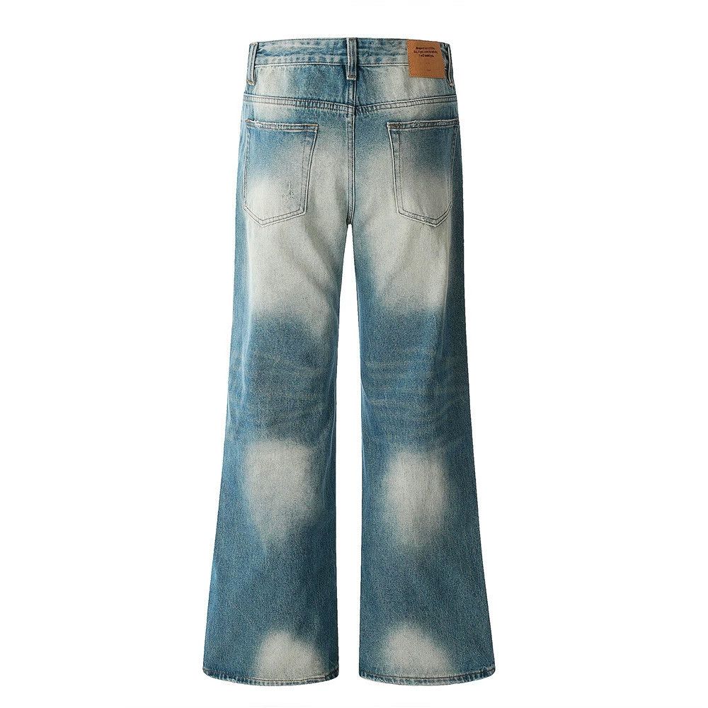 Jean Men's distressed loose flared punk washed jeans Size US 32 / EU 48 - 2 Thumbnail