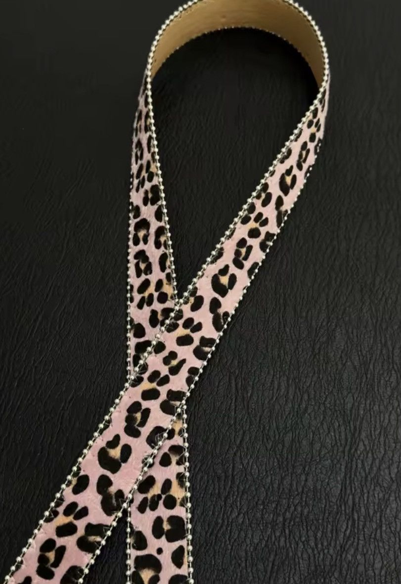 Leather Retro Light Pink Leopard Print Pin Buckle PU Leather Belt Size ONE SIZE - 5 Thumbnail