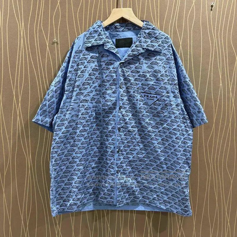 Prada Prada Blue Cotton Men's Shirt XL. Size US XL / EU 56 / 4 - 1 Thumbnail