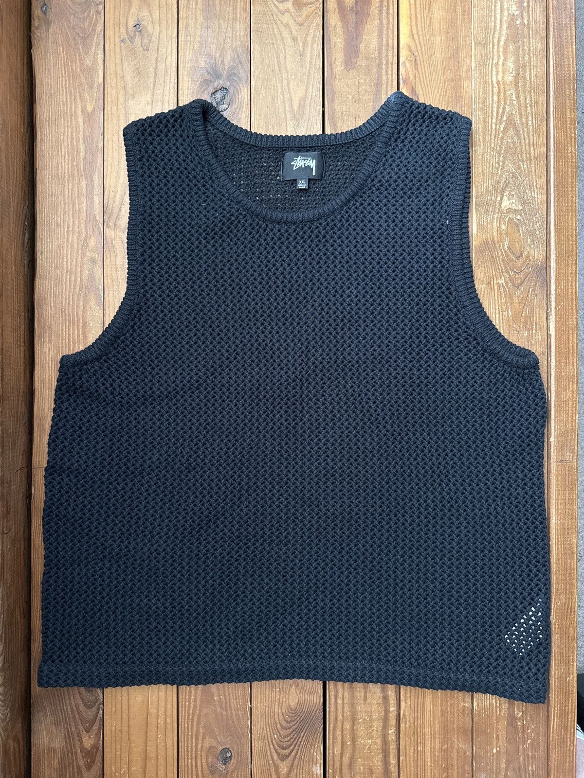 Stussy O'dyed Black Knit Tank Top