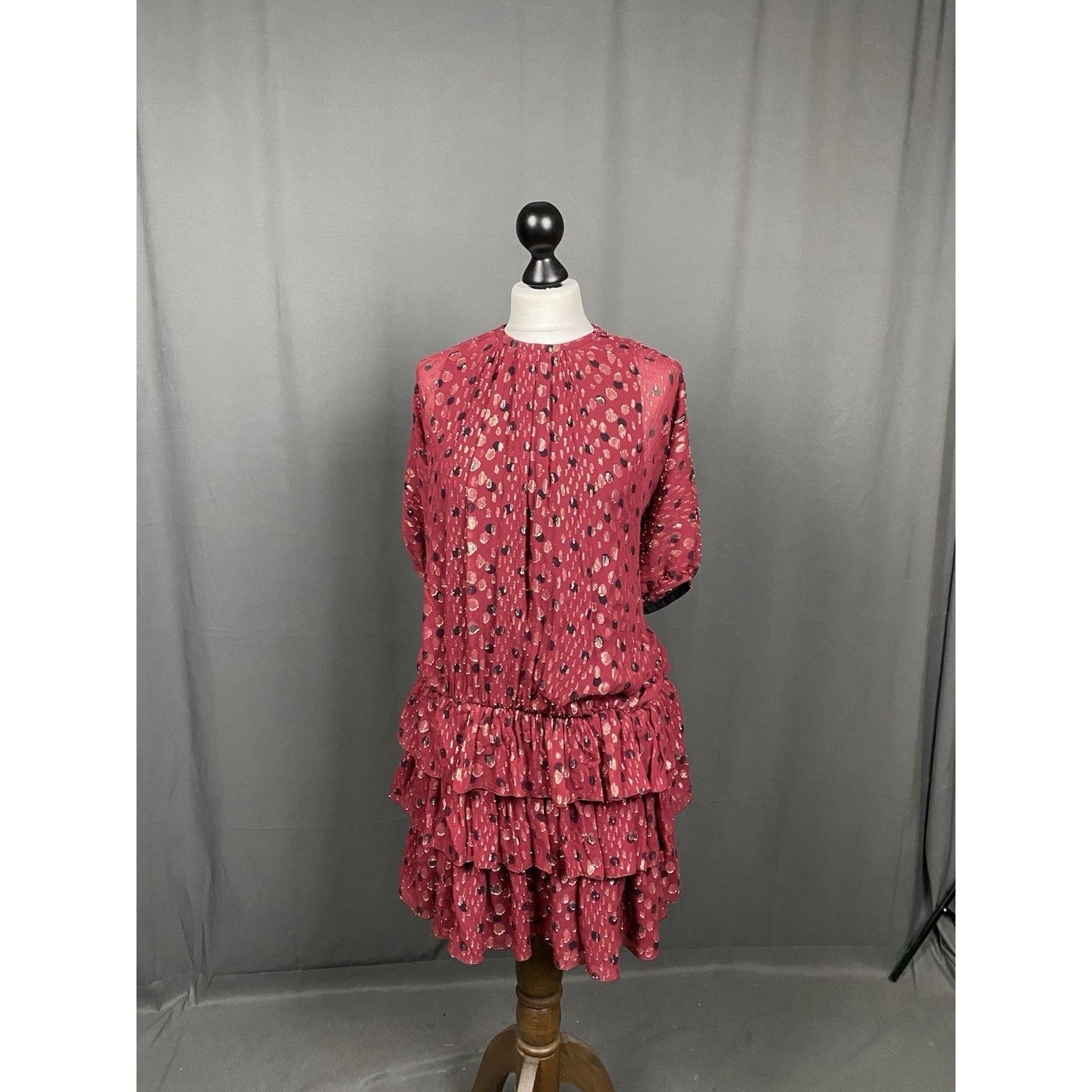 Saint Laurent Paris Saint Laurent Recent Polka Dot Women's Purple Red Silk Tiere Size M / US 6-8 / IT 42-44 - 5 Thumbnail