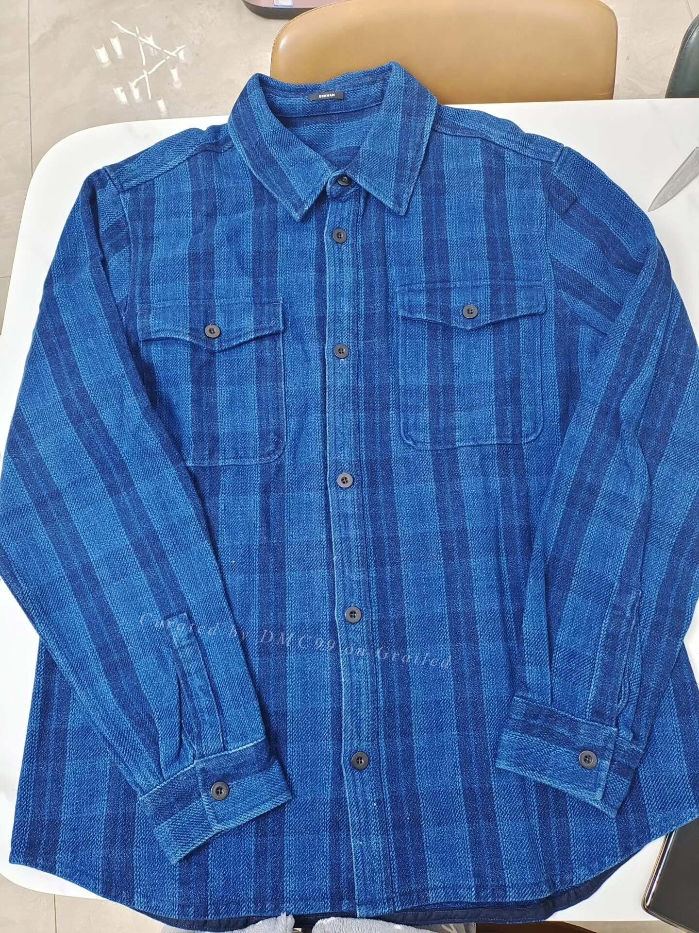 DENHAM DENHAM Indigo Check Cotton Shirt Size US XL / EU 56 / 4 - 1 Thumbnail