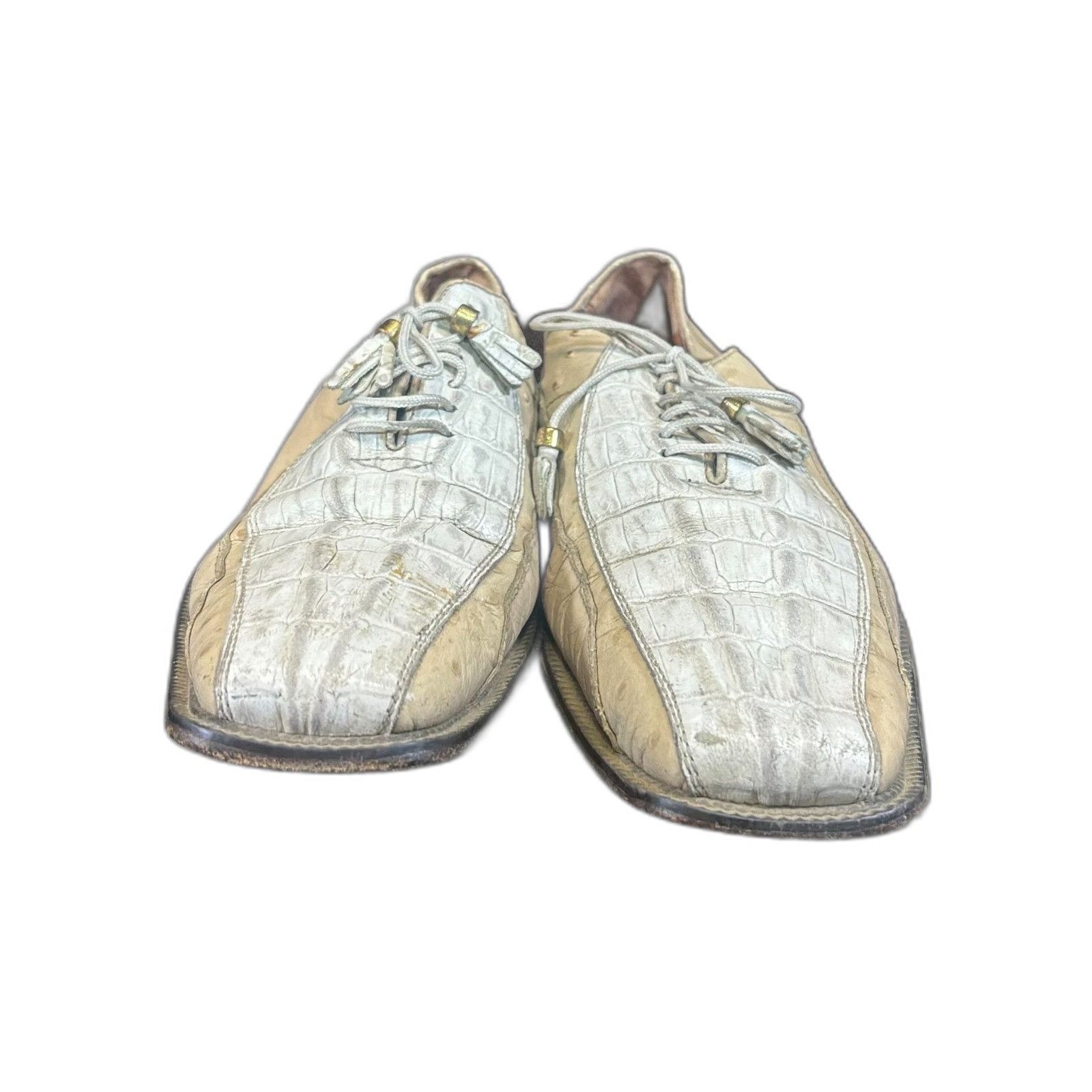 Vintage Marco Vicci Alligator Skin White Oxford Dress Shoe Square To Size US 11 / EU 44 - 3 Thumbnail