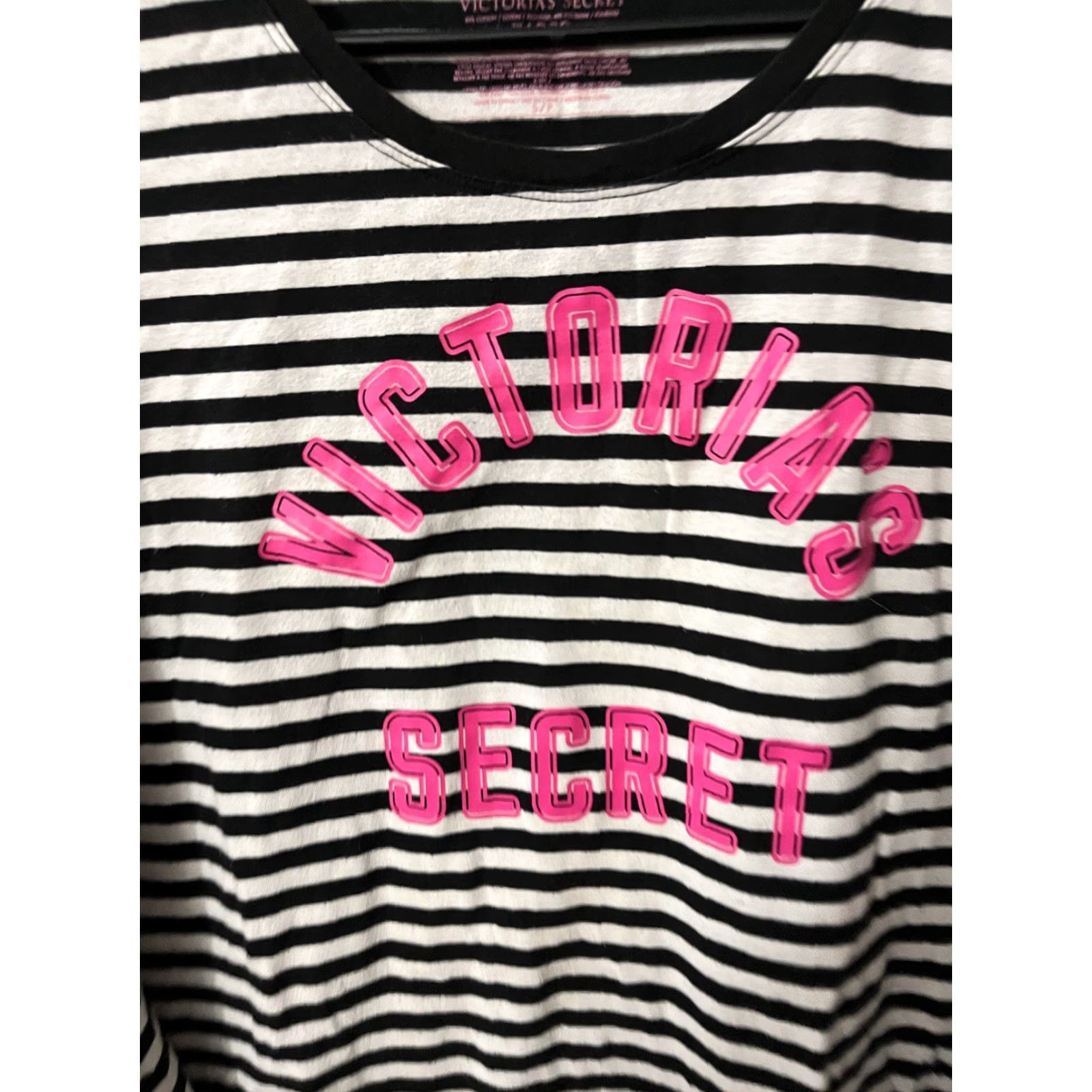 Victoria's Secret VINTAGE Victoria's Secret Pajama Top Womens Small Black & White Striped Long Sleeve Button Up Metal Size S / US 4 / IT 40 - 2 Thumbnail