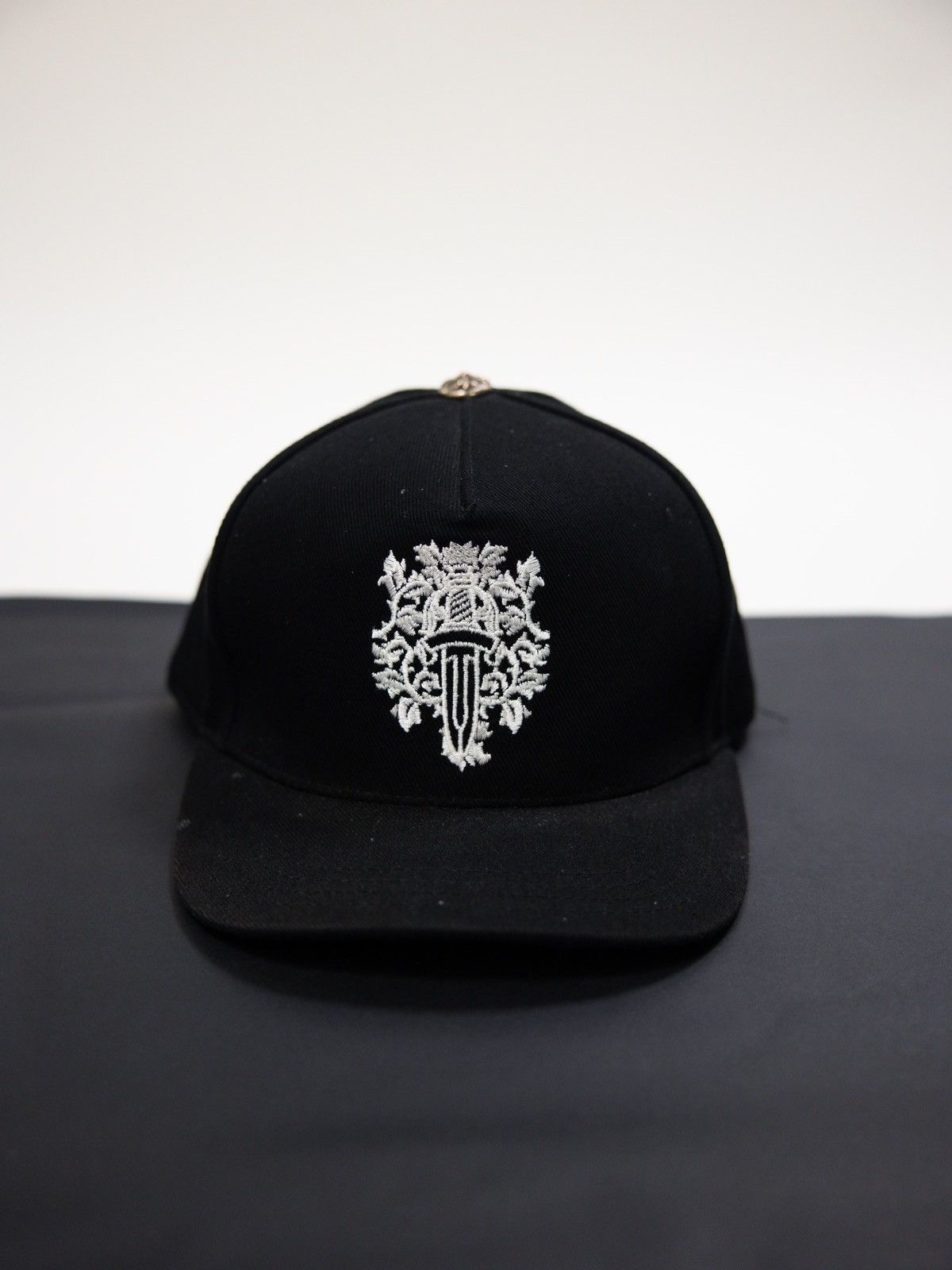 image of Chrome Hearts Floral Dagger Snapback Hat in Black, Men's