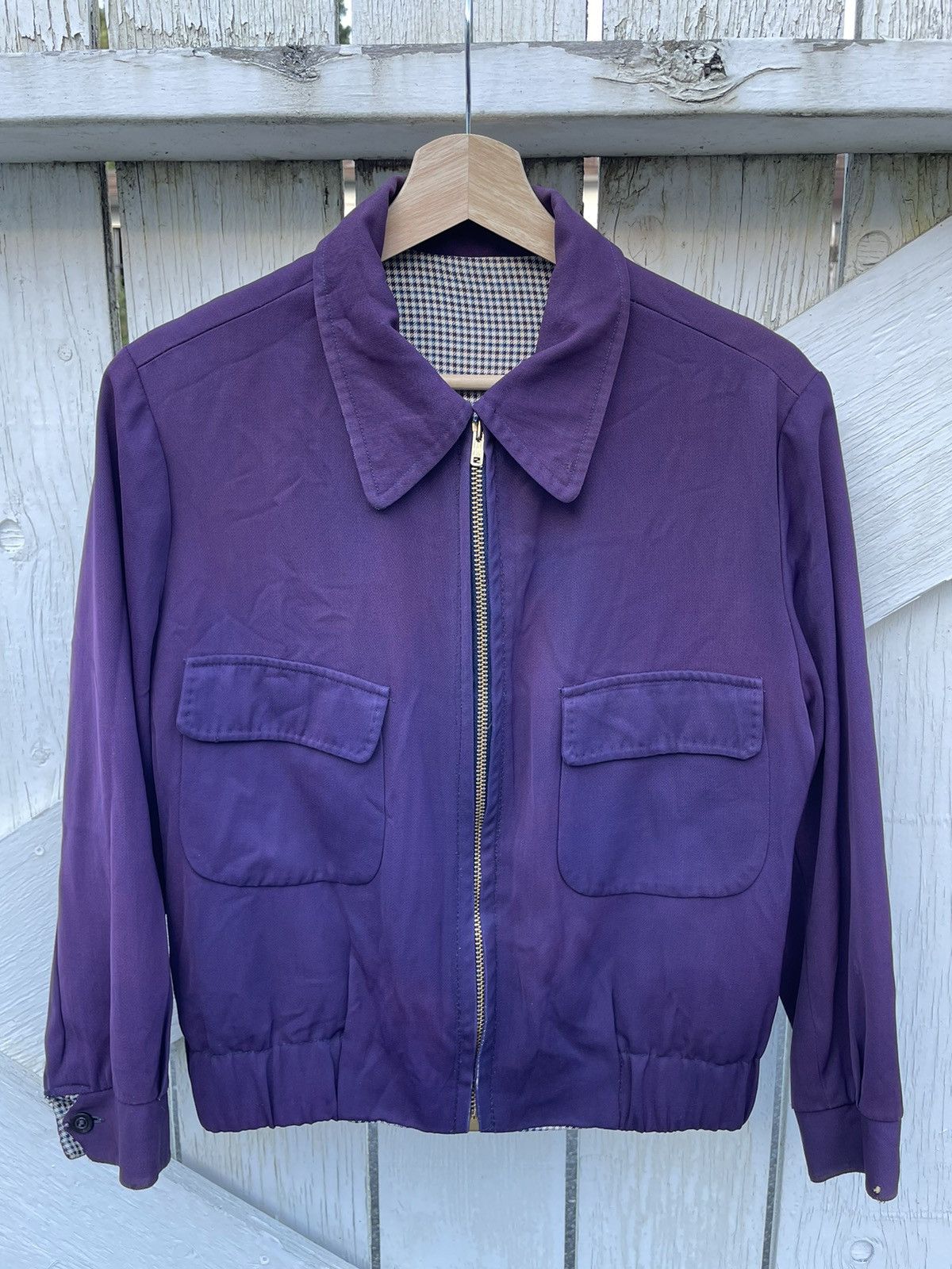 Vintage McGregor Purple Eggplant Gabardine Reversible Ricky Jacket Size US S / EU 44-46 / 1 - 3 Thumbnail