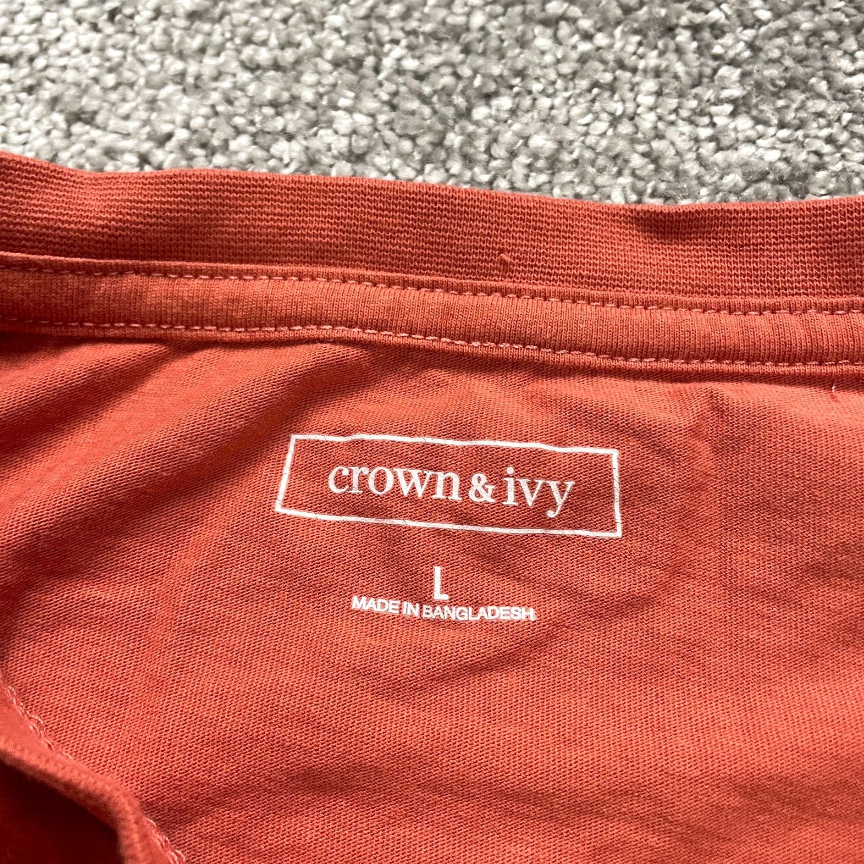 Vintage Crown & Ivy T-Shirt Adult Large Purple Pocket Long Sleeve Crew Neck Cotton Knit Breathable Easy Care Sports Classic Mens Size US XL / EU 56 / 4 - 5 Thumbnail