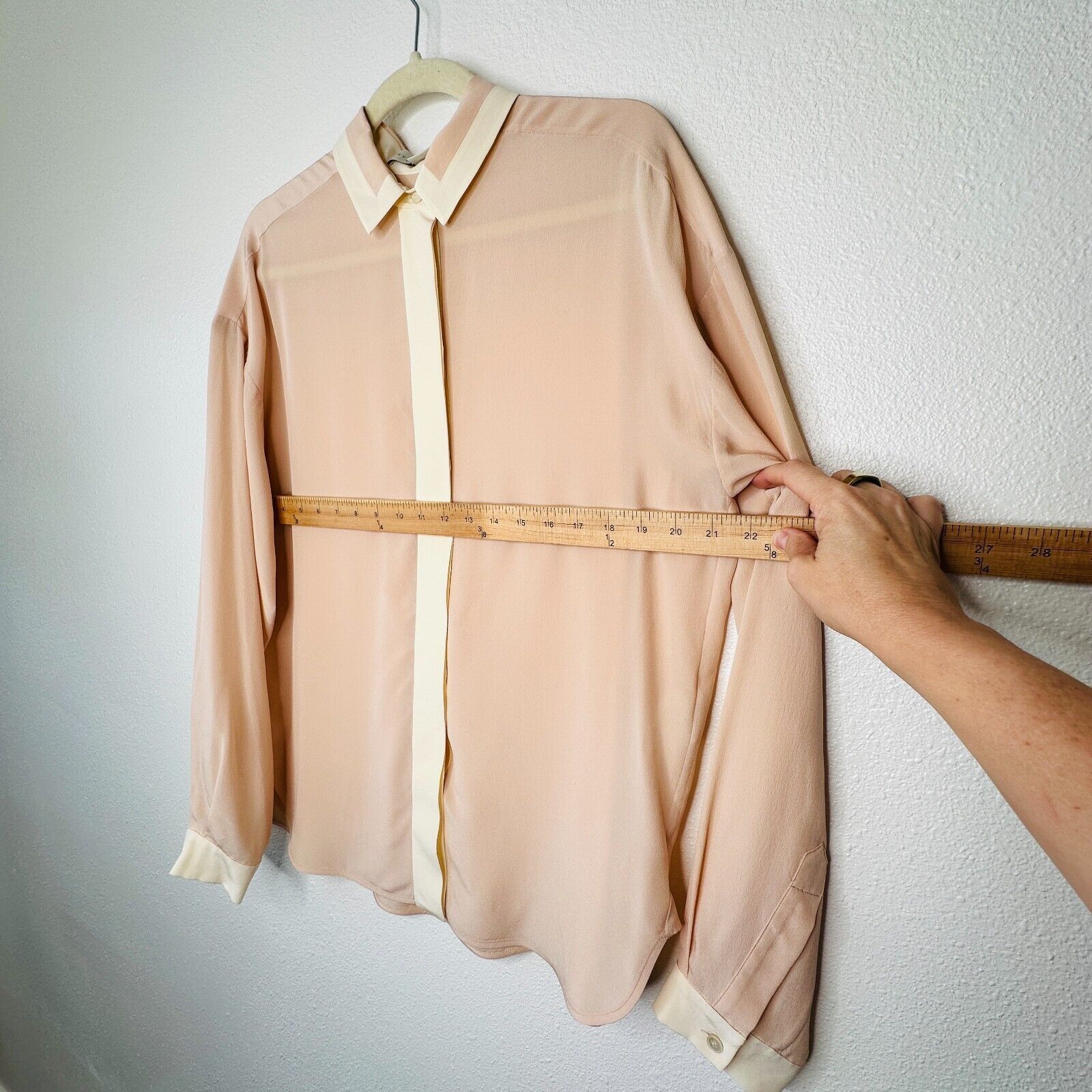 Stella McCartney Stella McCartney Peach Silk Blouse Cream Collar Button 42 Size XL / US 12-14 / IT 48-50 - 12 Thumbnail