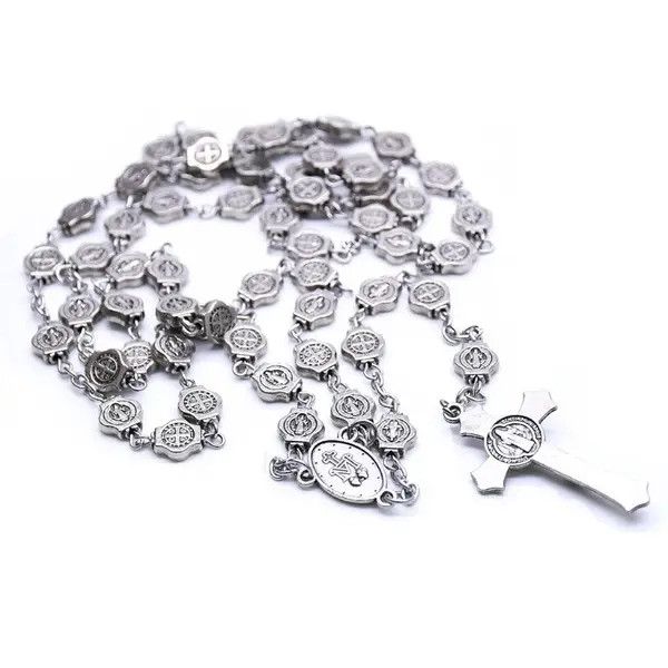 VIBE Saint Benedict Rosary Necklace Chain Catholic Church Jesus Size ONE SIZE - 6 Thumbnail