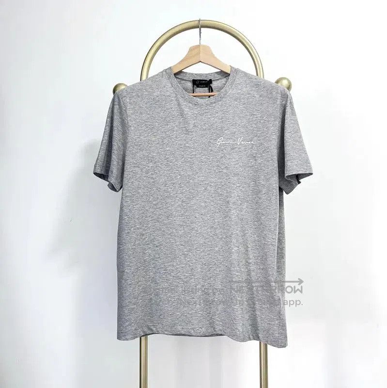 Versace Versace Gray Cotton Embroidered Short Sleeve T-Shirt . Size US L / EU 52-54 / 3 - 2 Thumbnail
