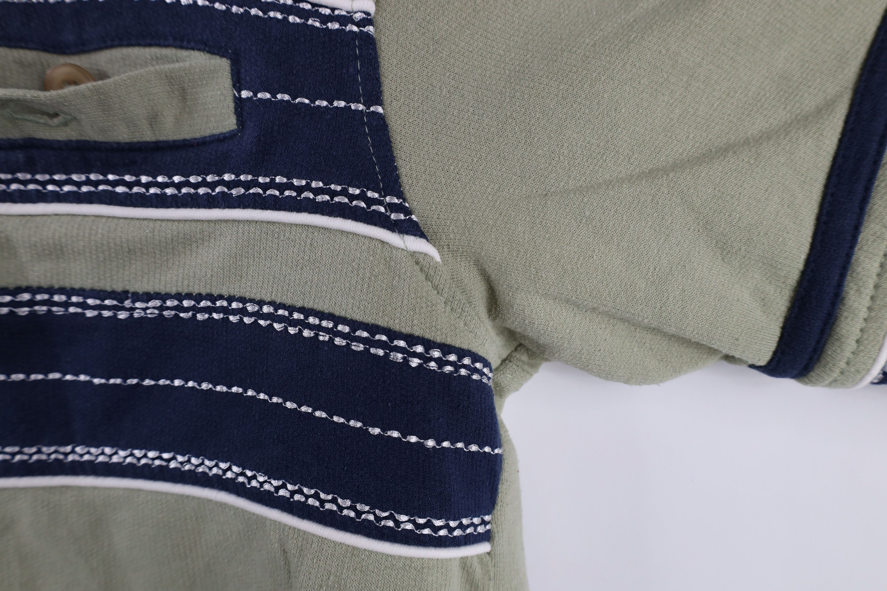 Vintage Vintage 90s Streetwear Striped Pullover Henley T-Shirt Green Size US XL / EU 56 / 4 - 7 Thumbnail
