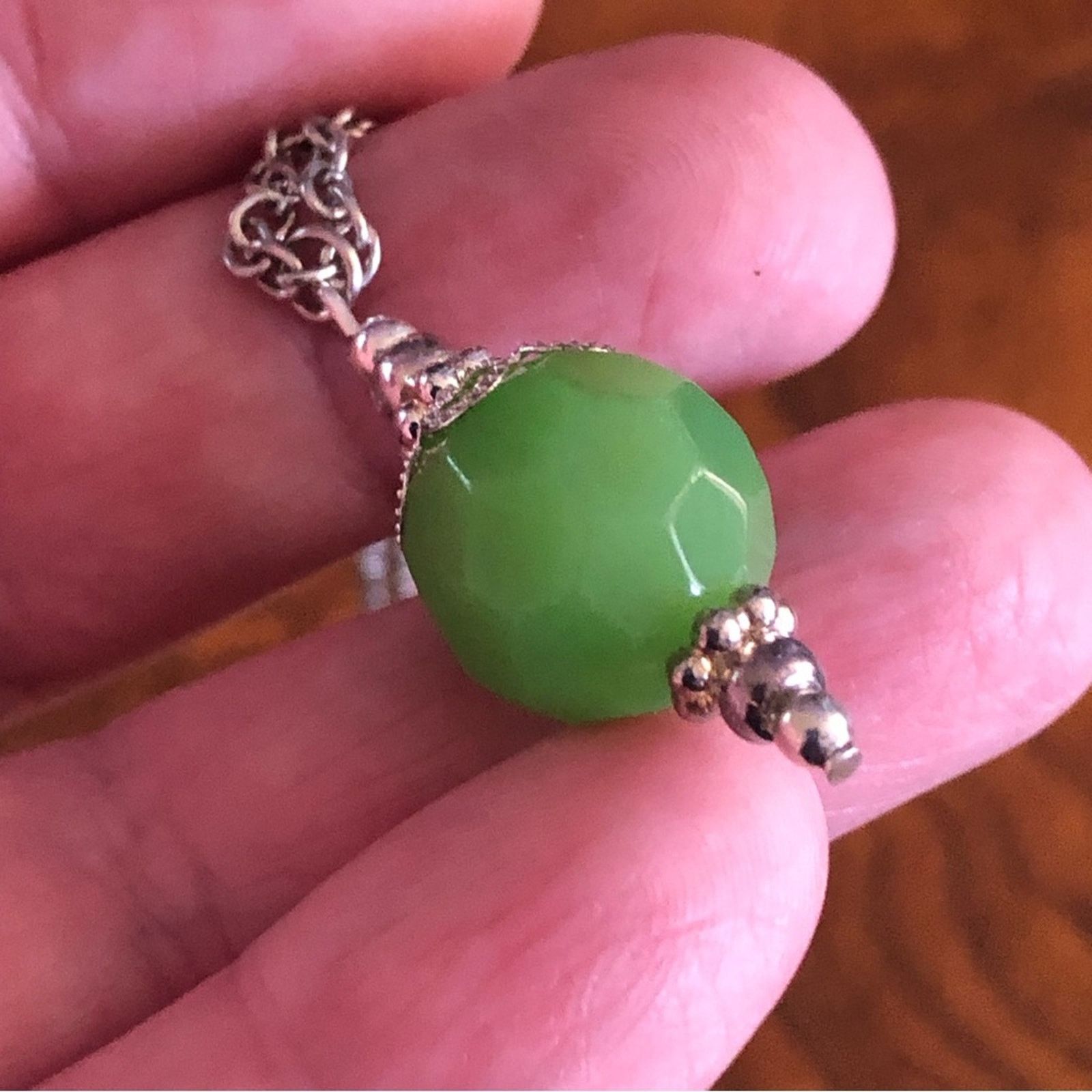 Handmade Hand crafted faceted green chalcedony cap necklace Size ONE SIZE - 9 Thumbnail