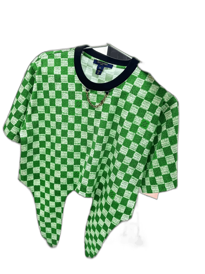 Louis Vuitton LV Green Checkered Short Sleeve TShirt-2506 Size XS / US 0-2 / IT 36-38 - 1 Thumbnail