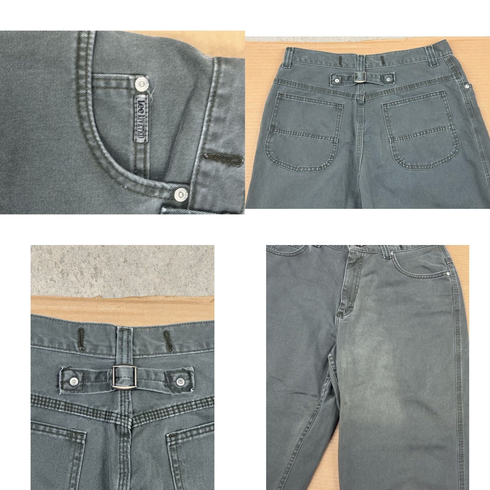 Lee VINTAGE Lee Riveted Buckle Back Canvas Pants Womens Size 14 Petite Green Khaki Style 90s City Preppy Straight Leg Size 36" / US 14 / IT 50 - 8 Thumbnail