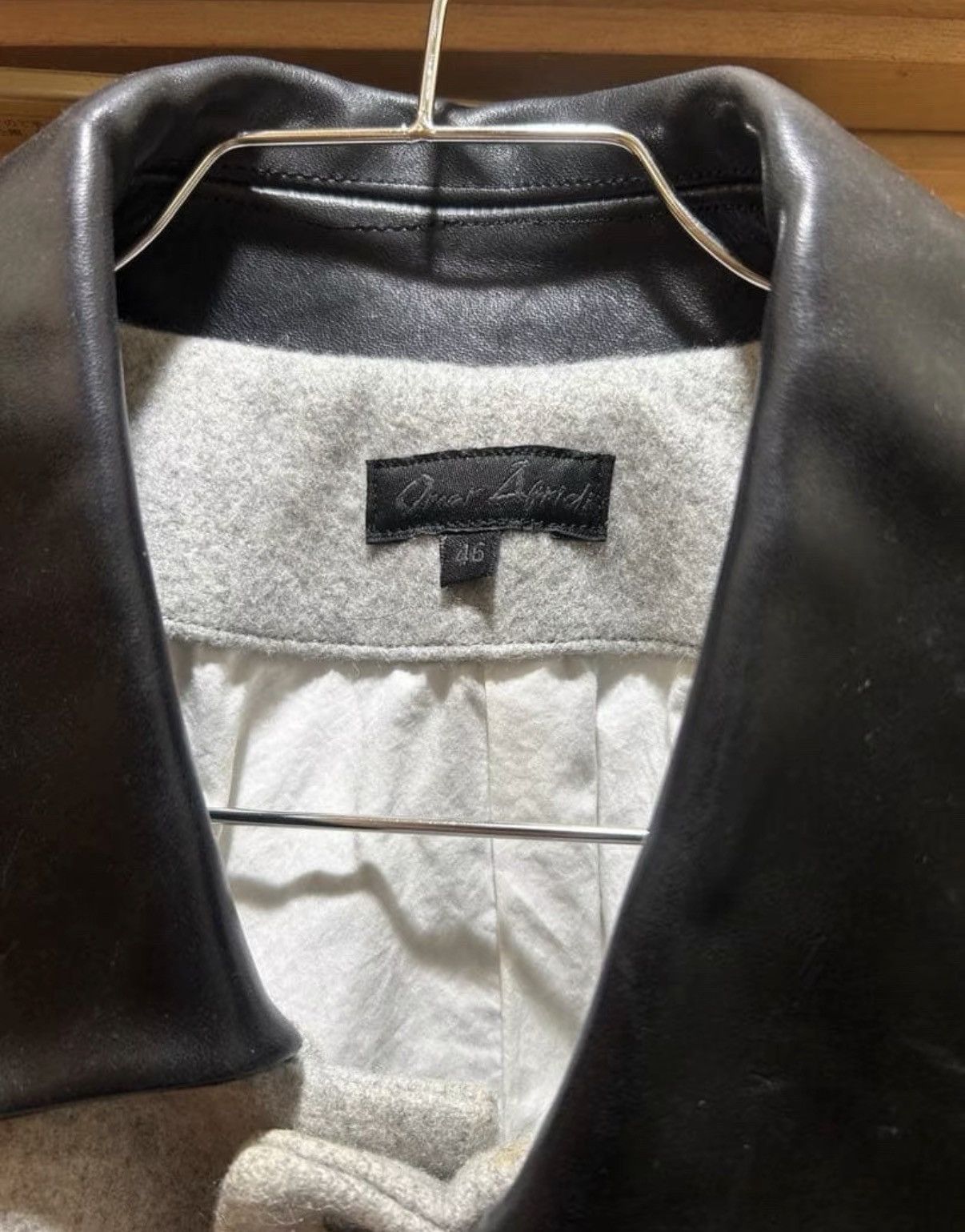 Omar Afridi Omar Afridi Grey Wool Leather Collar Balmacaan Coat K23 Size US S / EU 44-46 / 1 - 3 Thumbnail