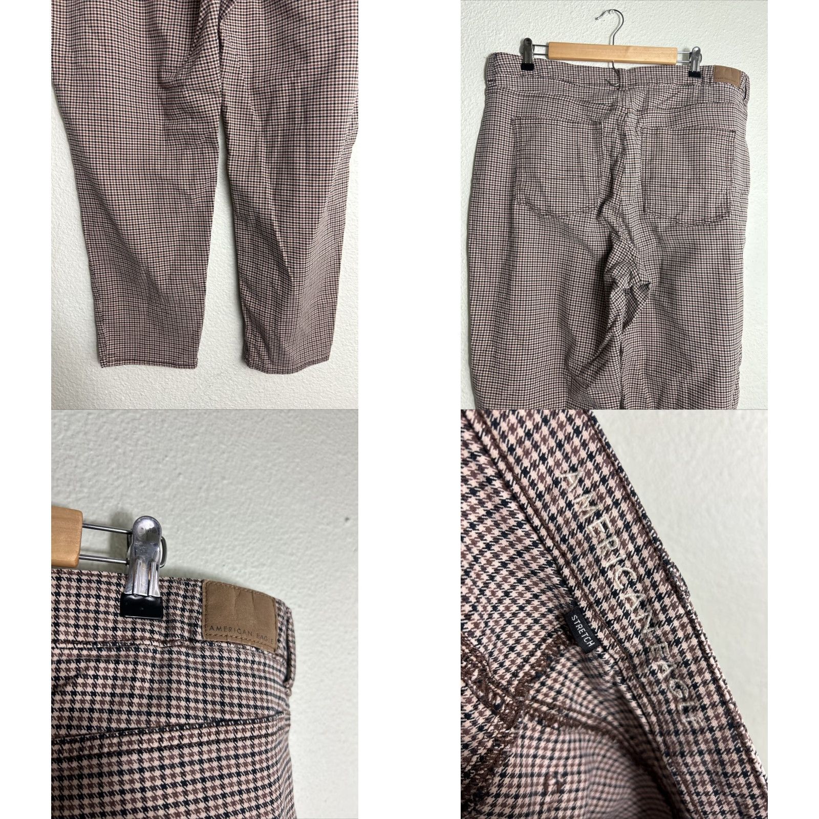 American Eagle Outfitters American Eagle Flex Pants Womens 18 Long Brown Houndstooth 38x29 Flaw Size 40" / US 18 - 8 Thumbnail