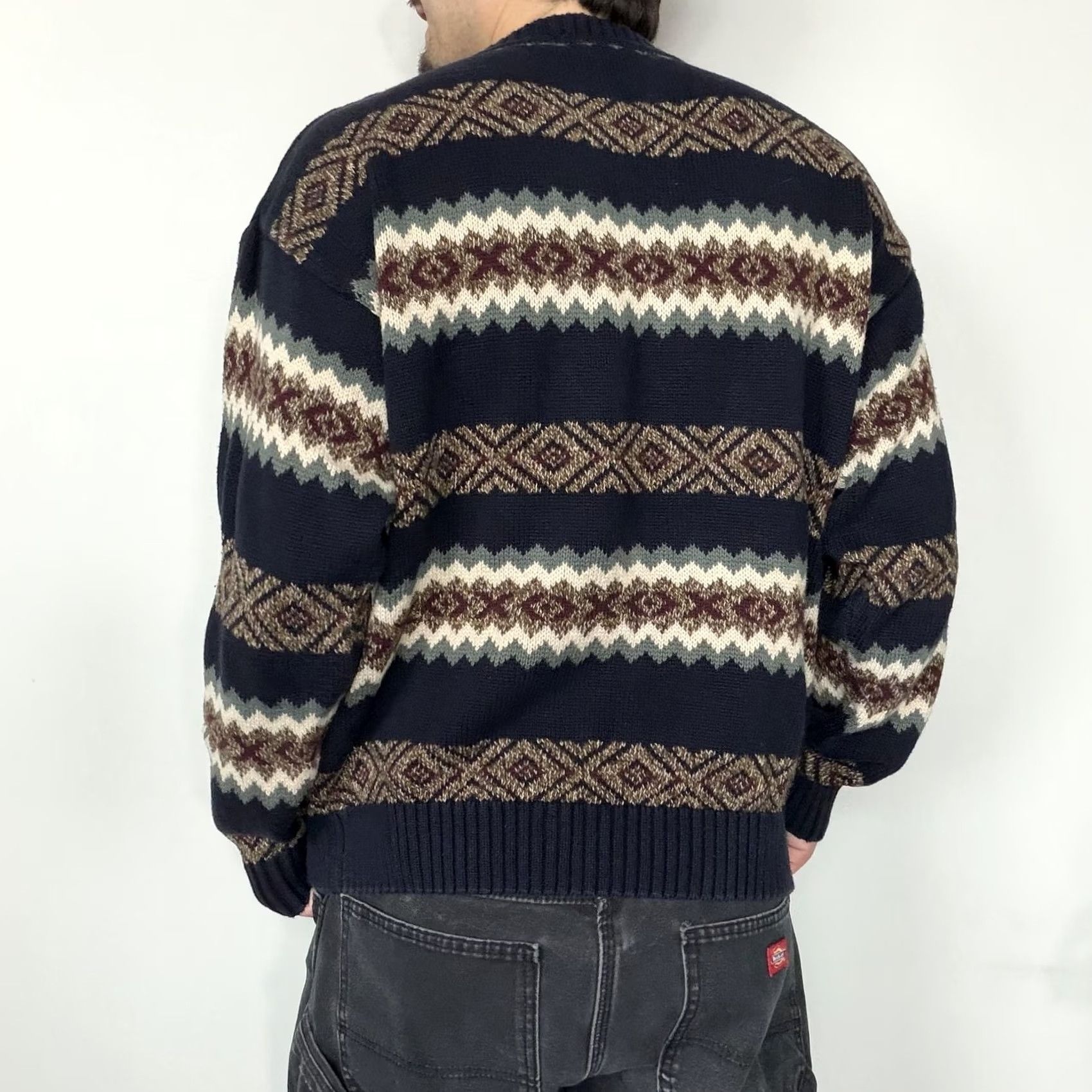 Jantzen VINTAGE Jantzen Mens Knit Sweater Crewneck Pullover Large Blue Fair Isle Knit Casual Winter Size US L / EU 52-54 / 3 - 2 Thumbnail