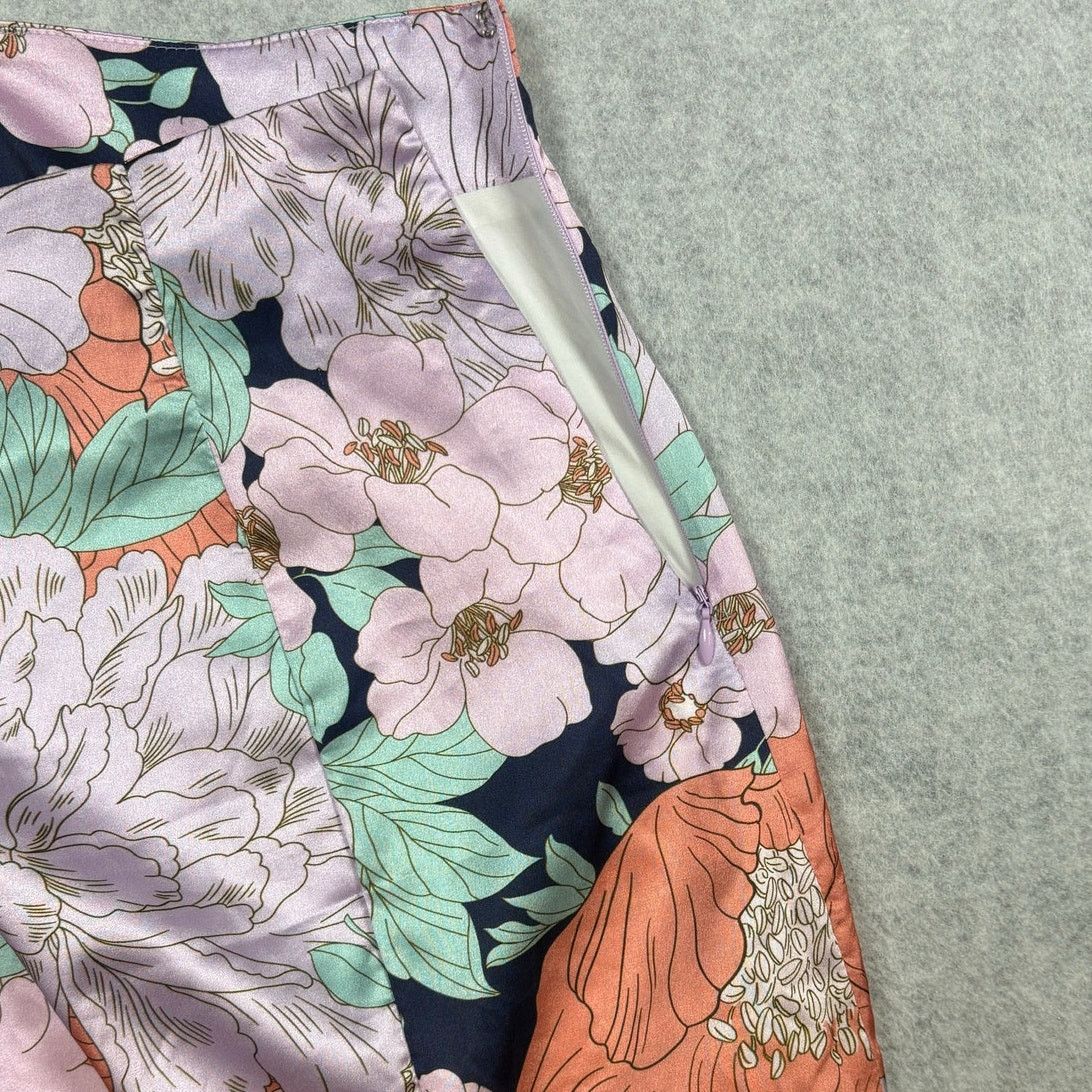 Lulus Lulus Floral Mini Skirt Pink Orange Blue Side Slit #0524 Size 30" / US 8 / IT 44 - 5 Thumbnail