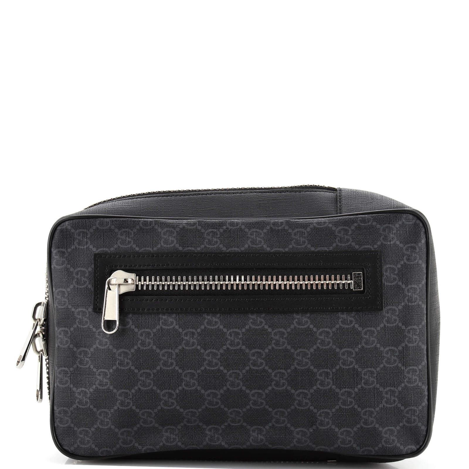 image of Gucci Soft Zip Sling Bag GG Coated Canvas Small in Black, Women's