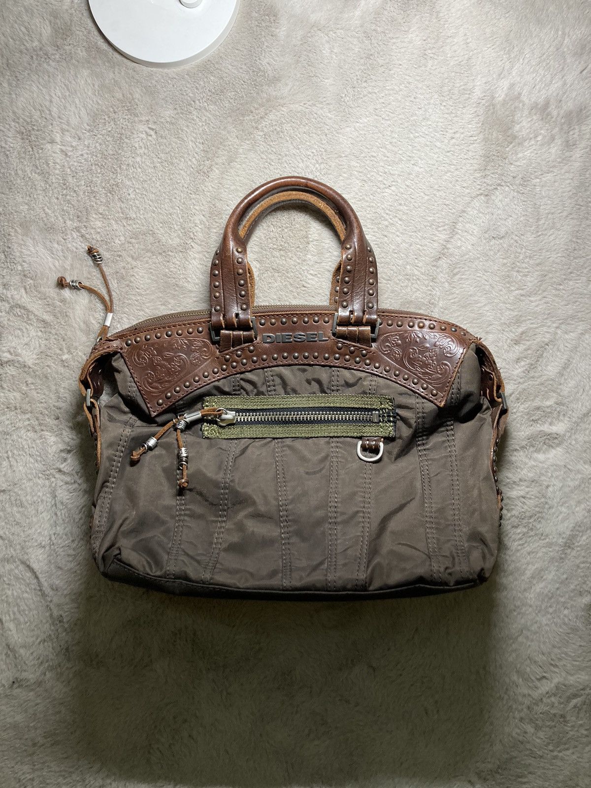 Diesel × Vintage ⛩️Vintage Diesel Avant Garde Brown Mini Handbag leather nylon Size ONE SIZE - 1 Thumbnail