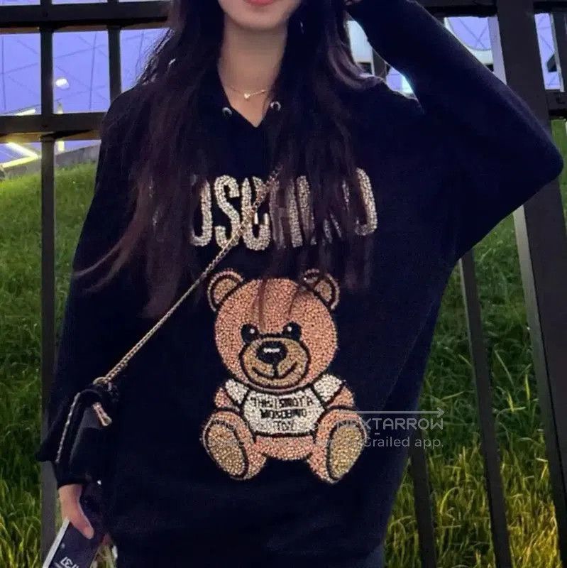 Moschino Moschino Black Cotton Men's Hoodie with Bear . Size US S / EU 44-46 / 1 - 8 Thumbnail