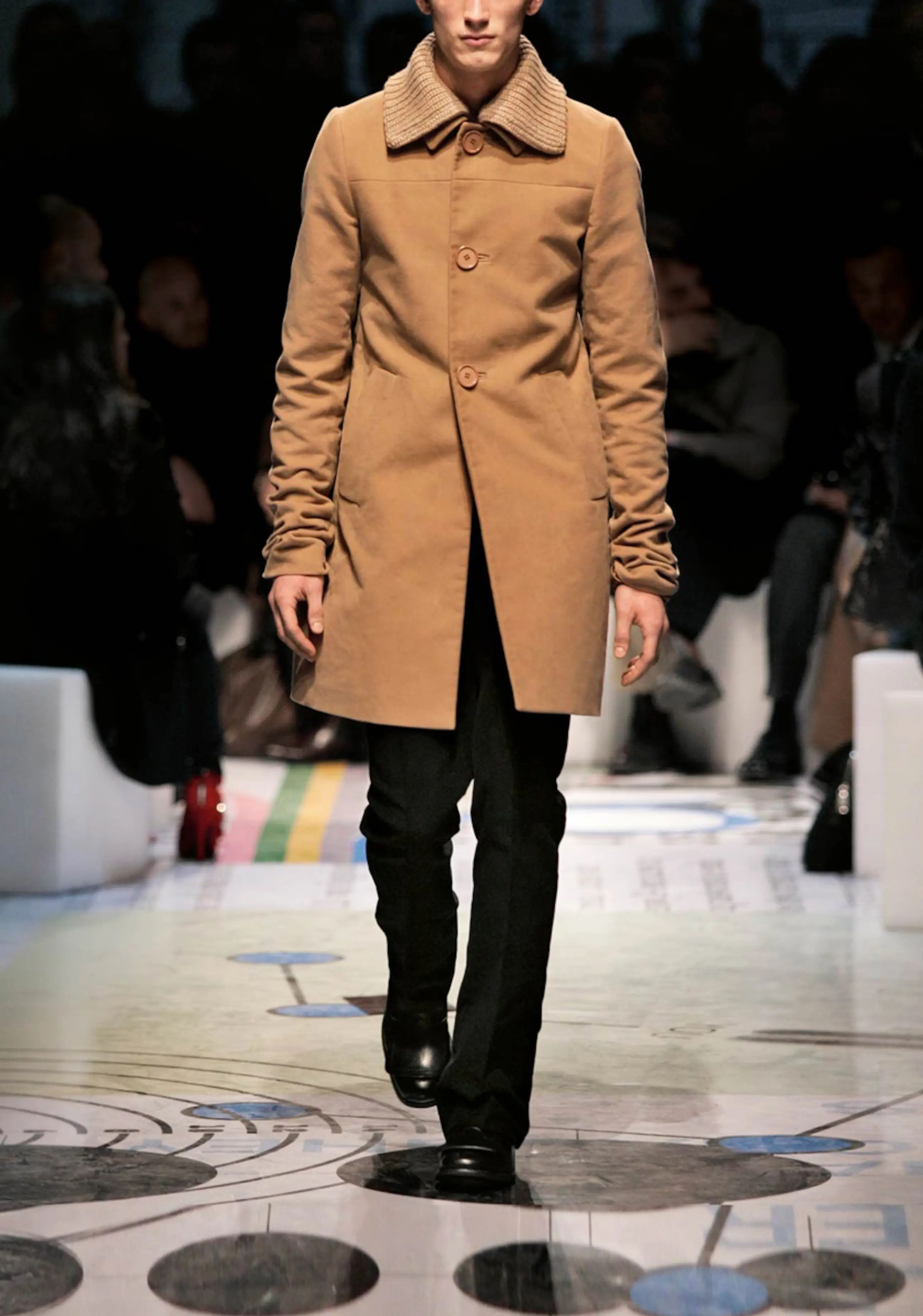 Pre-owned Prada F/w 2010 Runway Heavy Coat In Sand