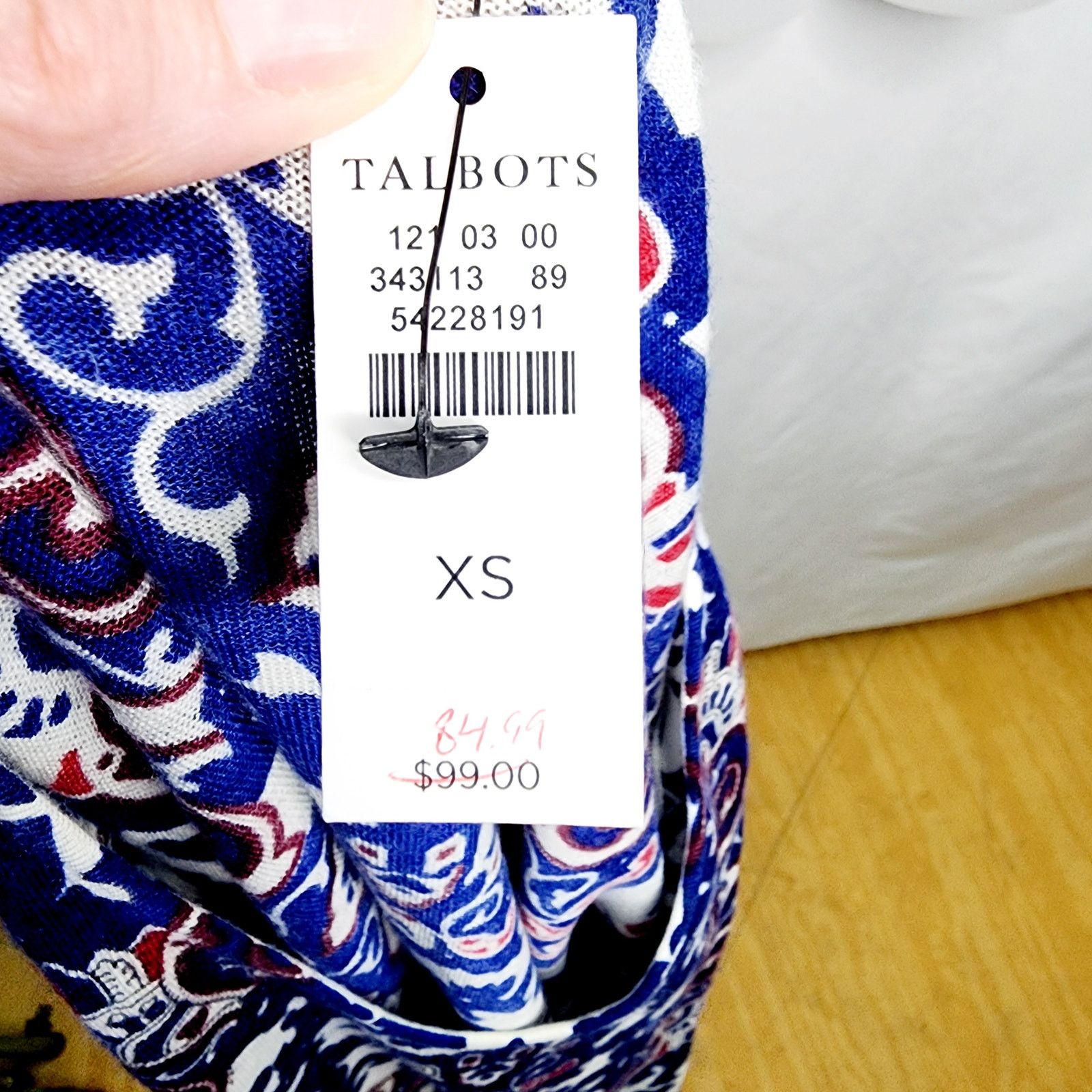 Other Talbots Pure Merino Wool Blue & Red Paisley Sweater XS NEW Size XS / US 0-2 / IT 36-38 - 3 Thumbnail