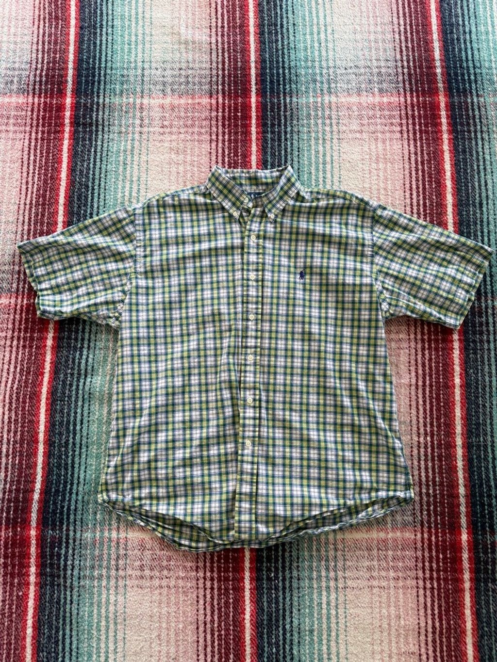 Ralph Lauren × Vintage Men's Ralph Lauren Casual Button Down Shirt L Green Blue Pla Size US L / EU 52-54 / 3 - 1 Thumbnail