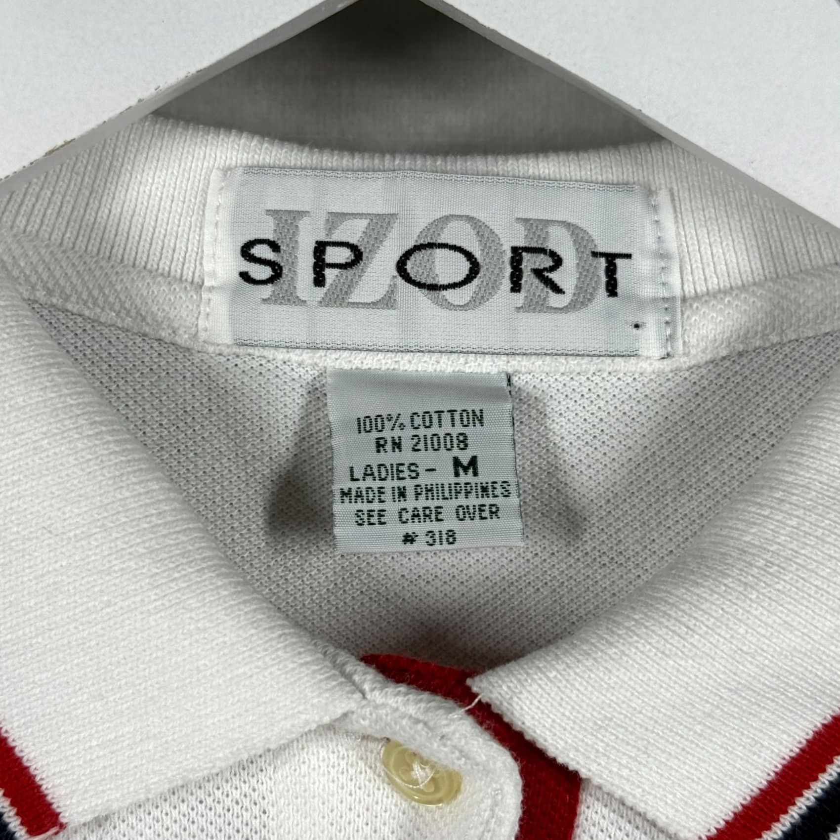 Izod IZOD Polo Shirt Women M White Red Blue Stripe Country Club Yacht Classic Size M / US 6-8 / IT 42-44 - 6 Thumbnail