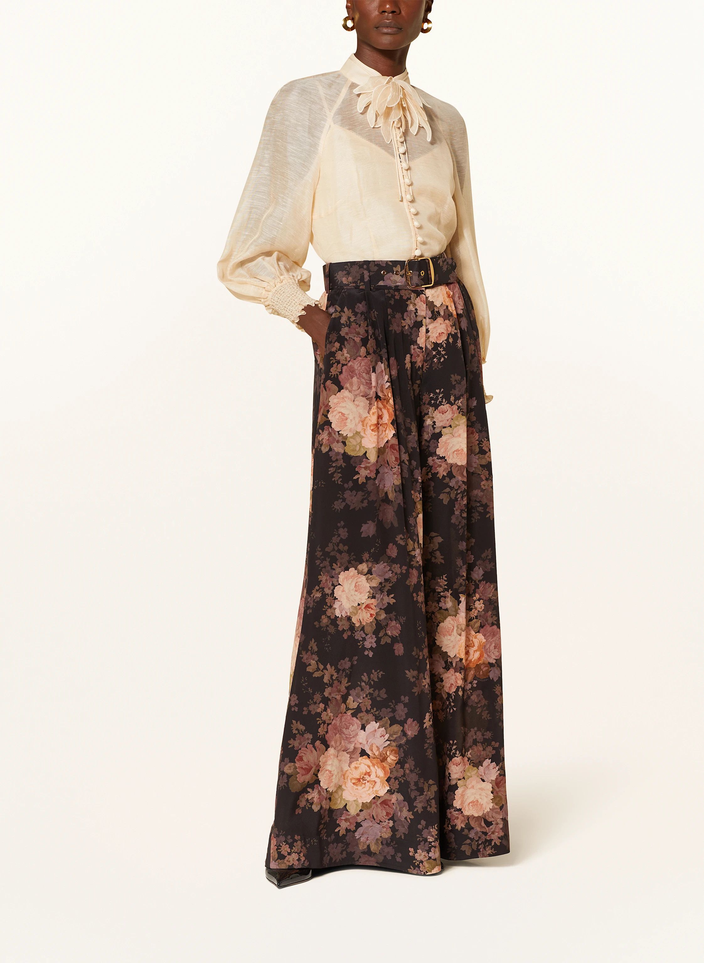 Zimmermann o1s22i1n1024 Floral iIllustr Blouse in Beige Size M / US 6-8 / IT 42-44 - 2 Thumbnail