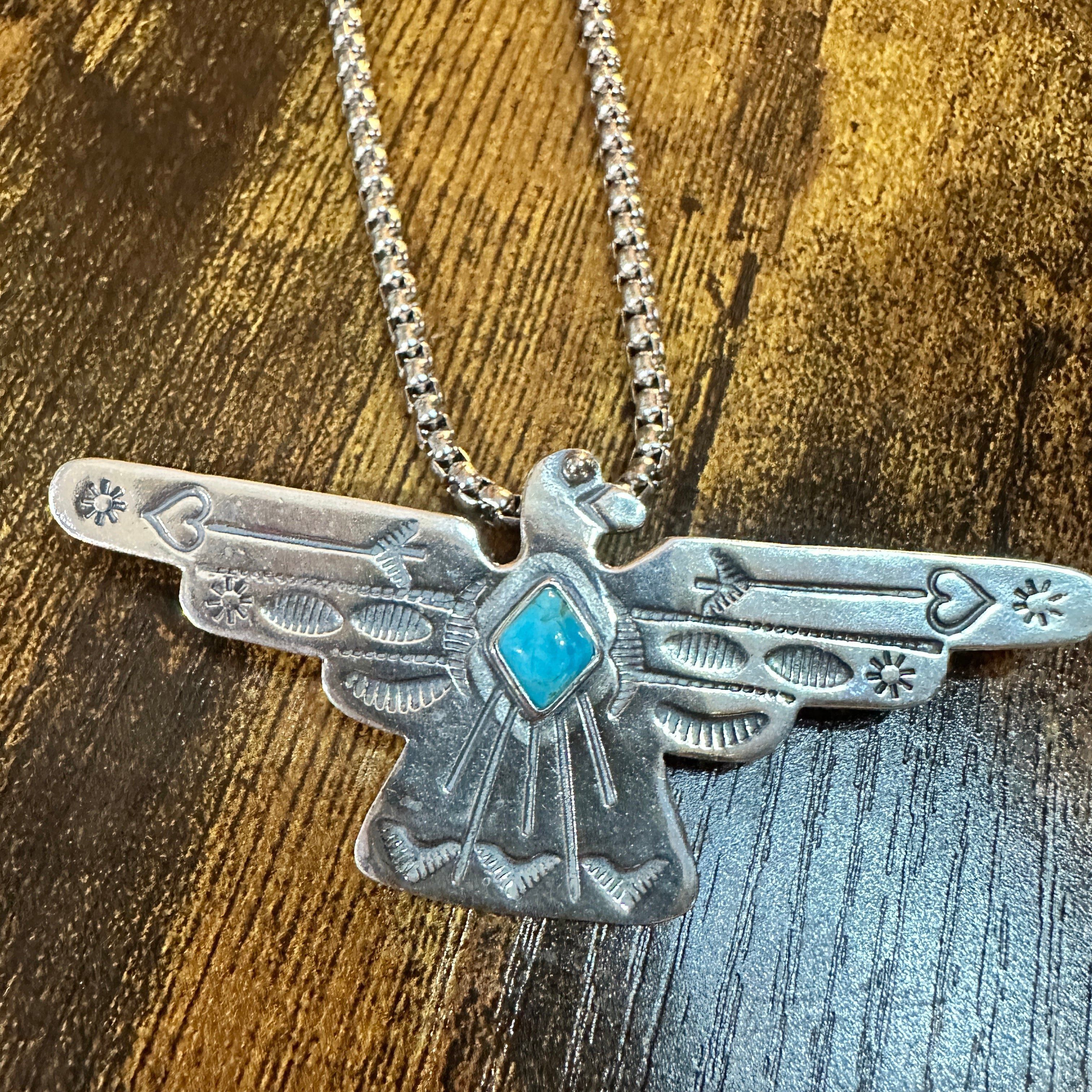 Other Native American Handcrafted Thunderbird Turquoise and Silver Size ONE SIZE - 2 Thumbnail