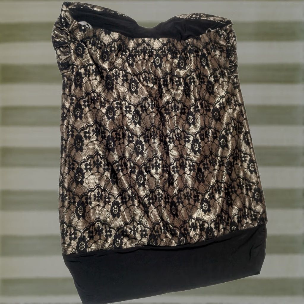 Vintage VINTAGE Daytrip Tube Top Shirt M Strapless Beaded Sequin Floral Lace NOS Black Women Size M / US 6-8 / IT 42-44 - 1 Thumbnail