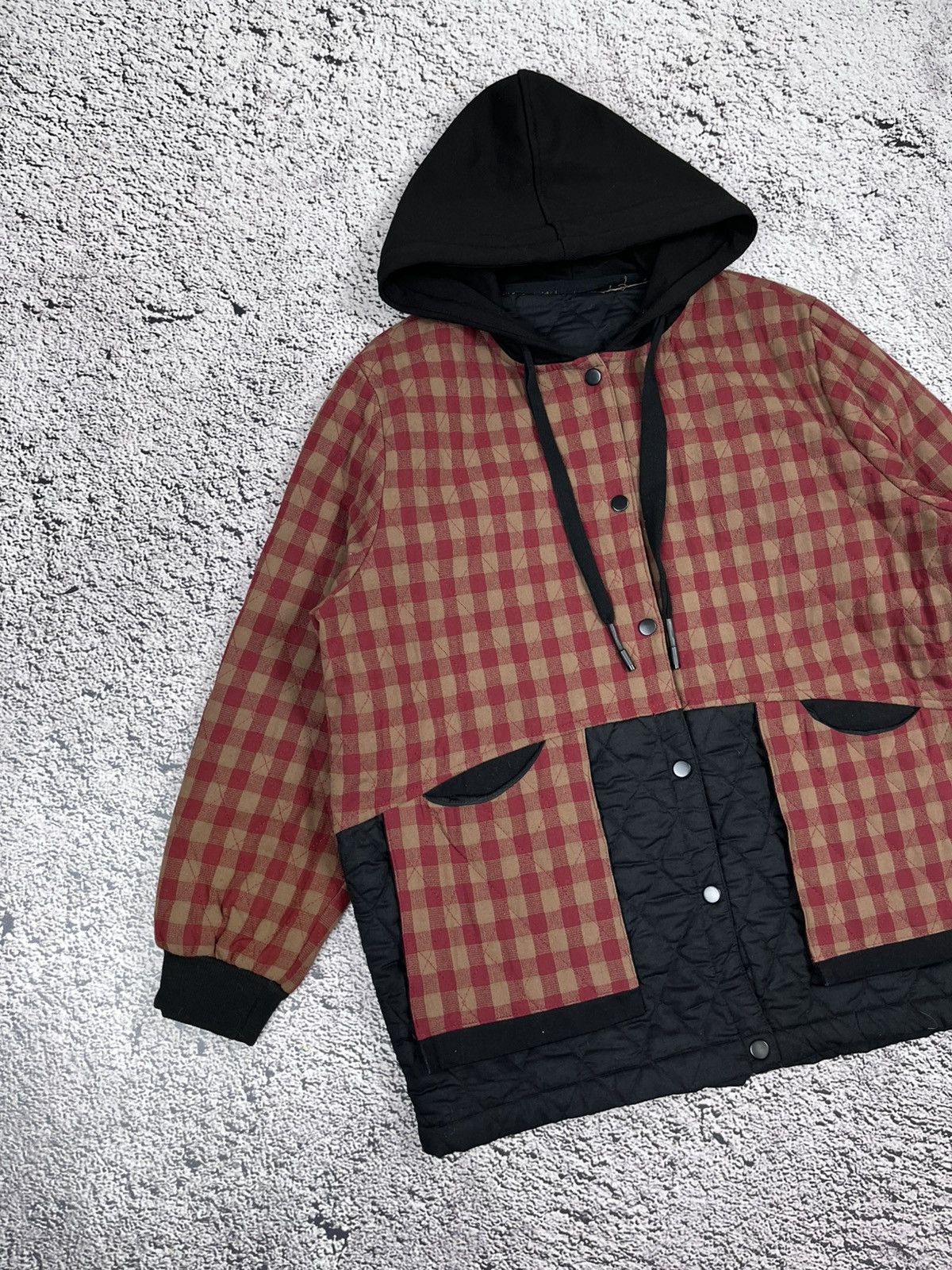Vintage Japan Hooded Workwear Check Jacket Japan Work