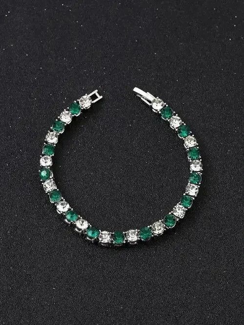 Japanese Brand Green & White Rhinestone Bracelet Size ONE SIZE - 1 Thumbnail