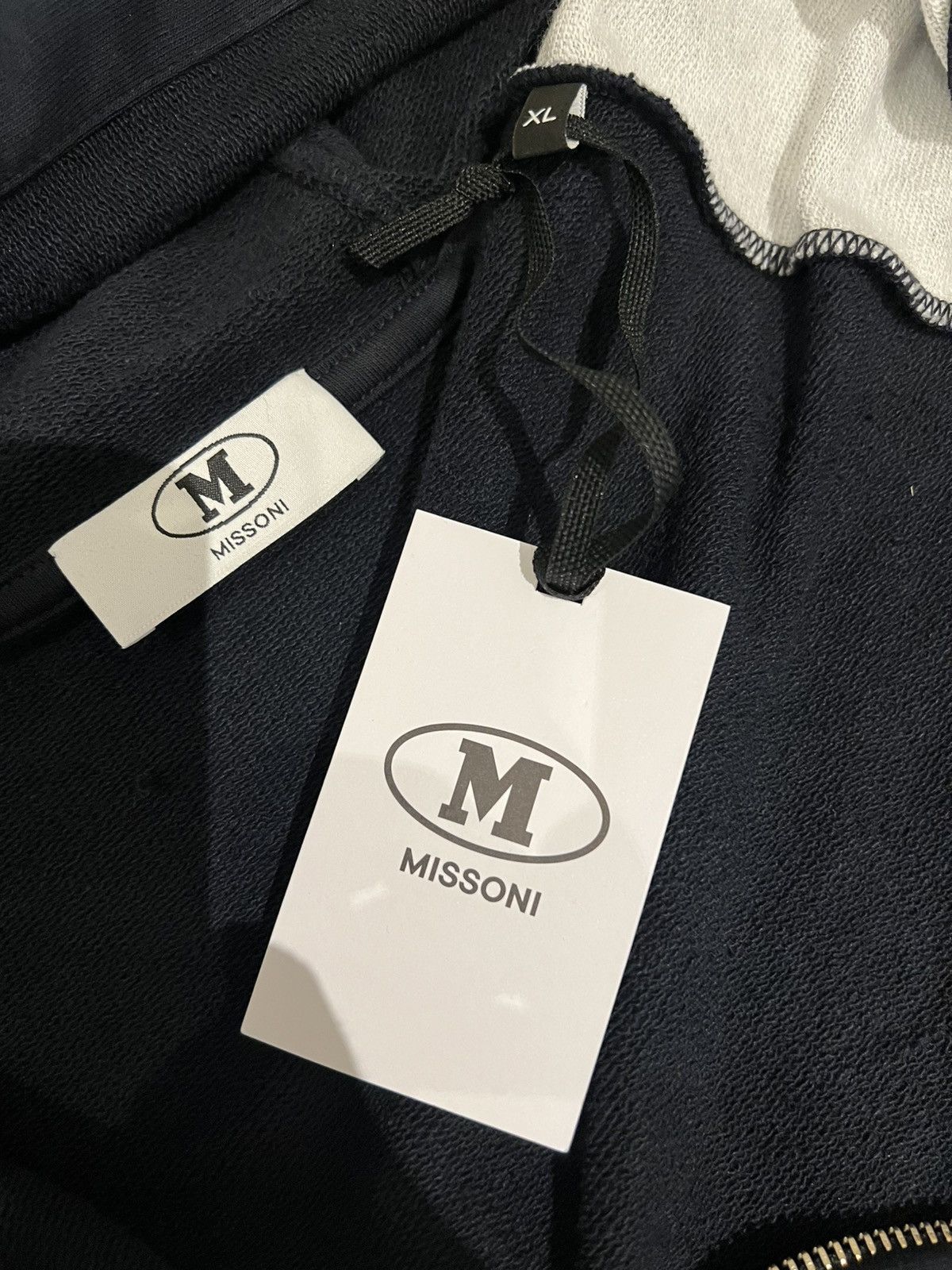 Missoni Missoni Men's Zig Zag Pattern Zip Hoodie Navy Blue X-Large Size US XL / EU 56 / 4 - 9 Thumbnail