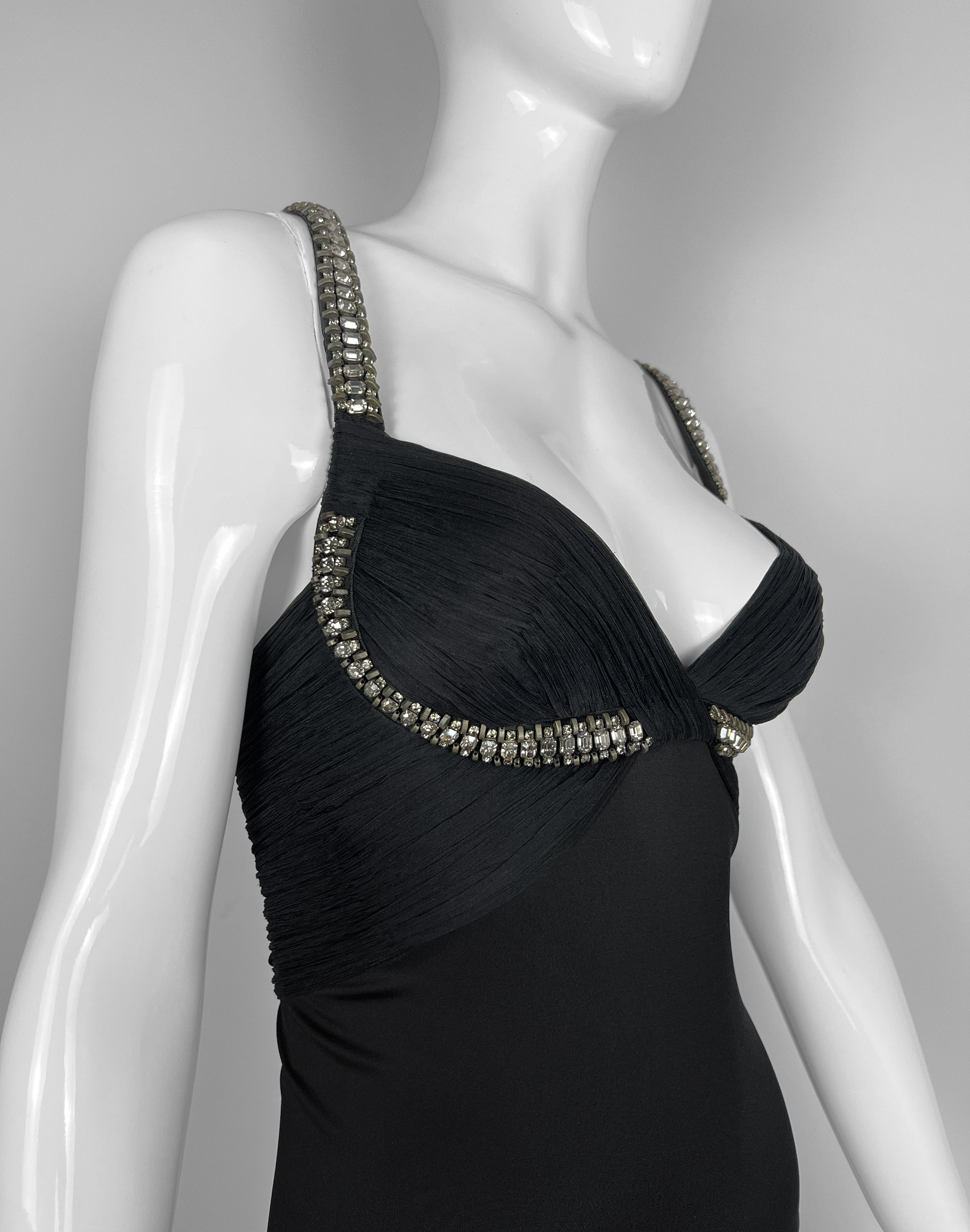 Roberto Cavalli S/S 2007 ARCHIVE PLEATED DRESS WITH DRAMATIC CRYSTAL GOWN Size S / US 4 / IT 40 - 19 Thumbnail