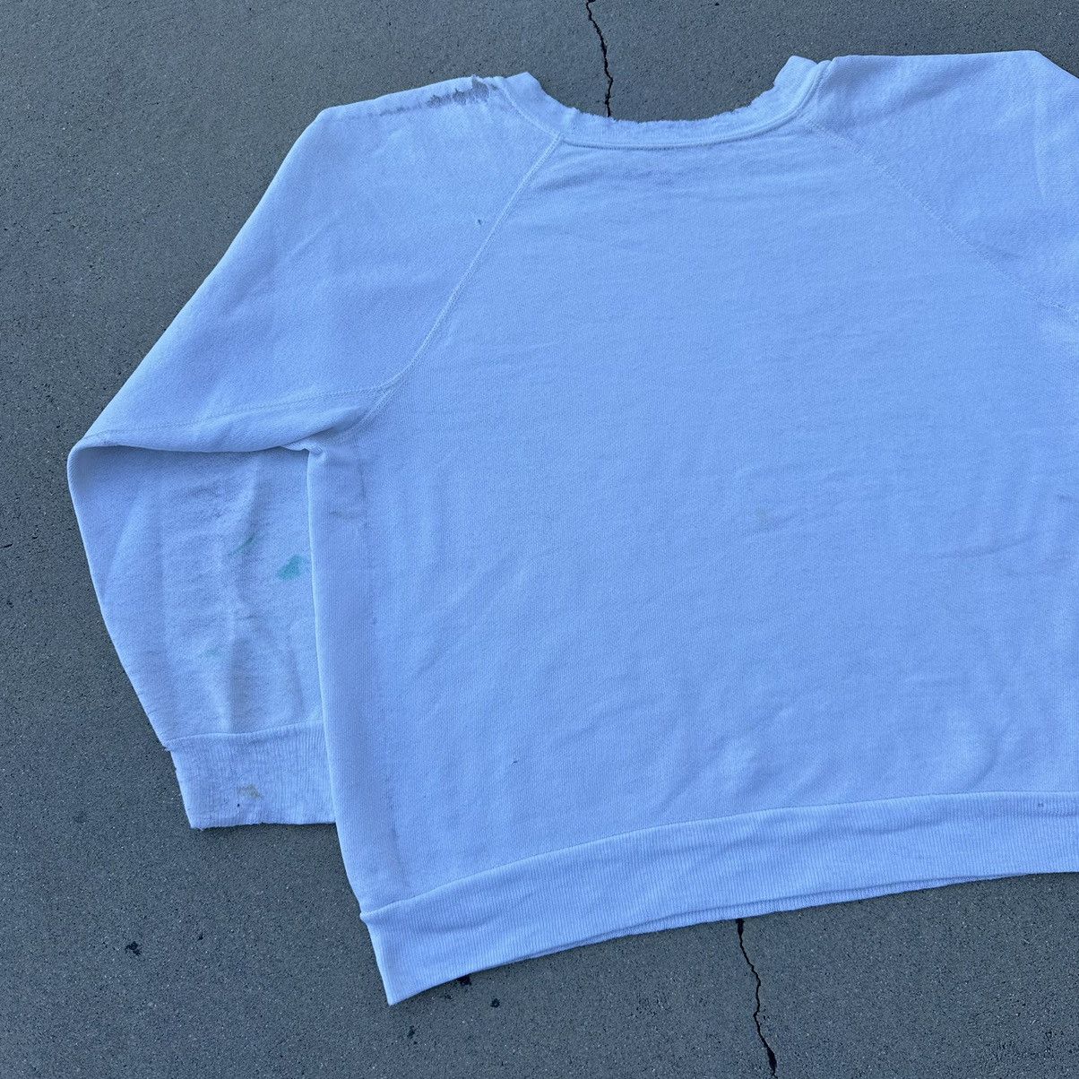Vintage 70s Thrashed & Thin White Raglan Crewneck Size US M / EU 48-50 / 2 - 6 Thumbnail