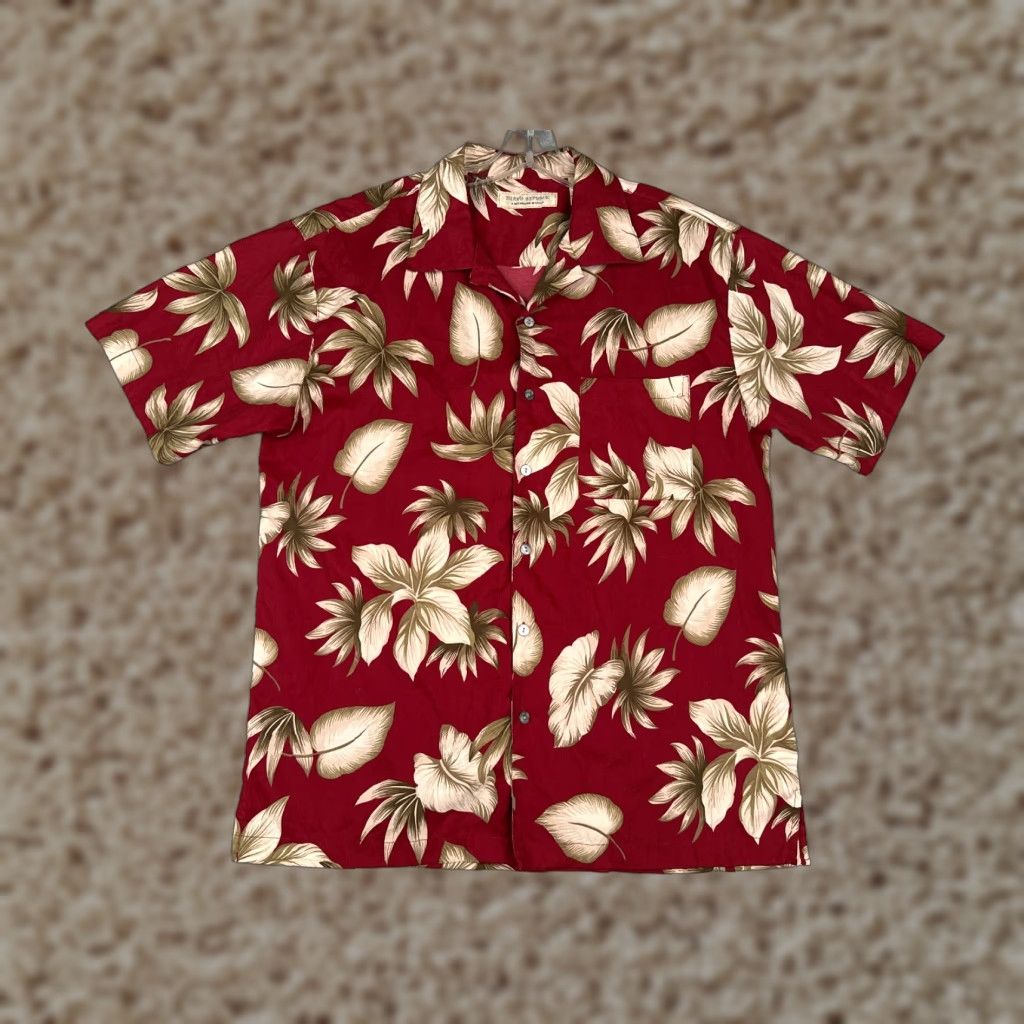 Vintage Island Republic Shirt Men Large Red Floral Poly Blend Button Up Hawaiian Pocket Size US L / EU 52-54 / 3 - 1 Thumbnail