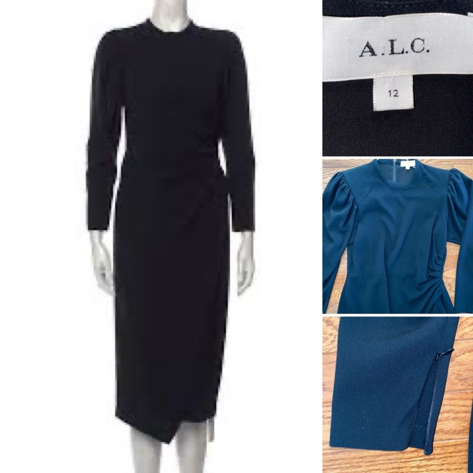 A.L.C. A.L.C. ALC Meline $625 Black Puff Sleeve Midi Dress 12 Size XL / US 12-14 / IT 48-50 - 2 Thumbnail