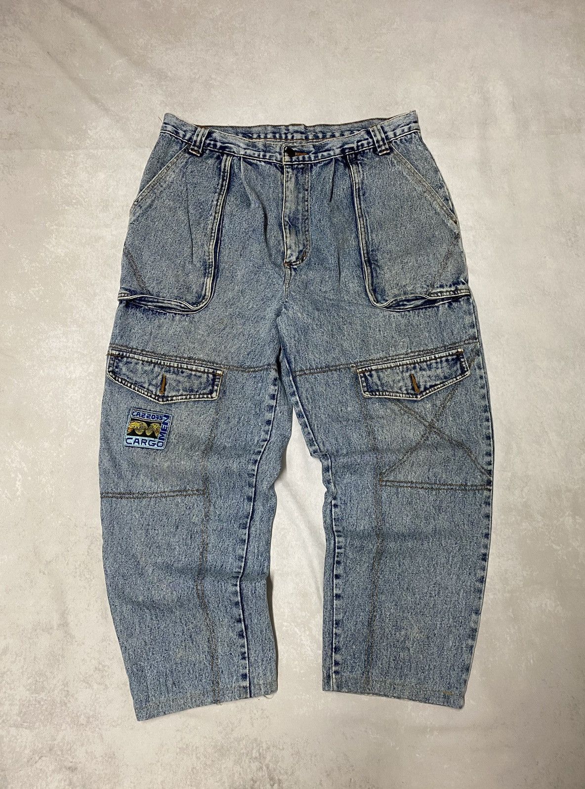 Japanese Brand × Vintage Crazy Vintage Texx Streetwear Y2K 2000’s Cargo Jeans (34x26) Size US 36 / EU 52 - 1 Thumbnail