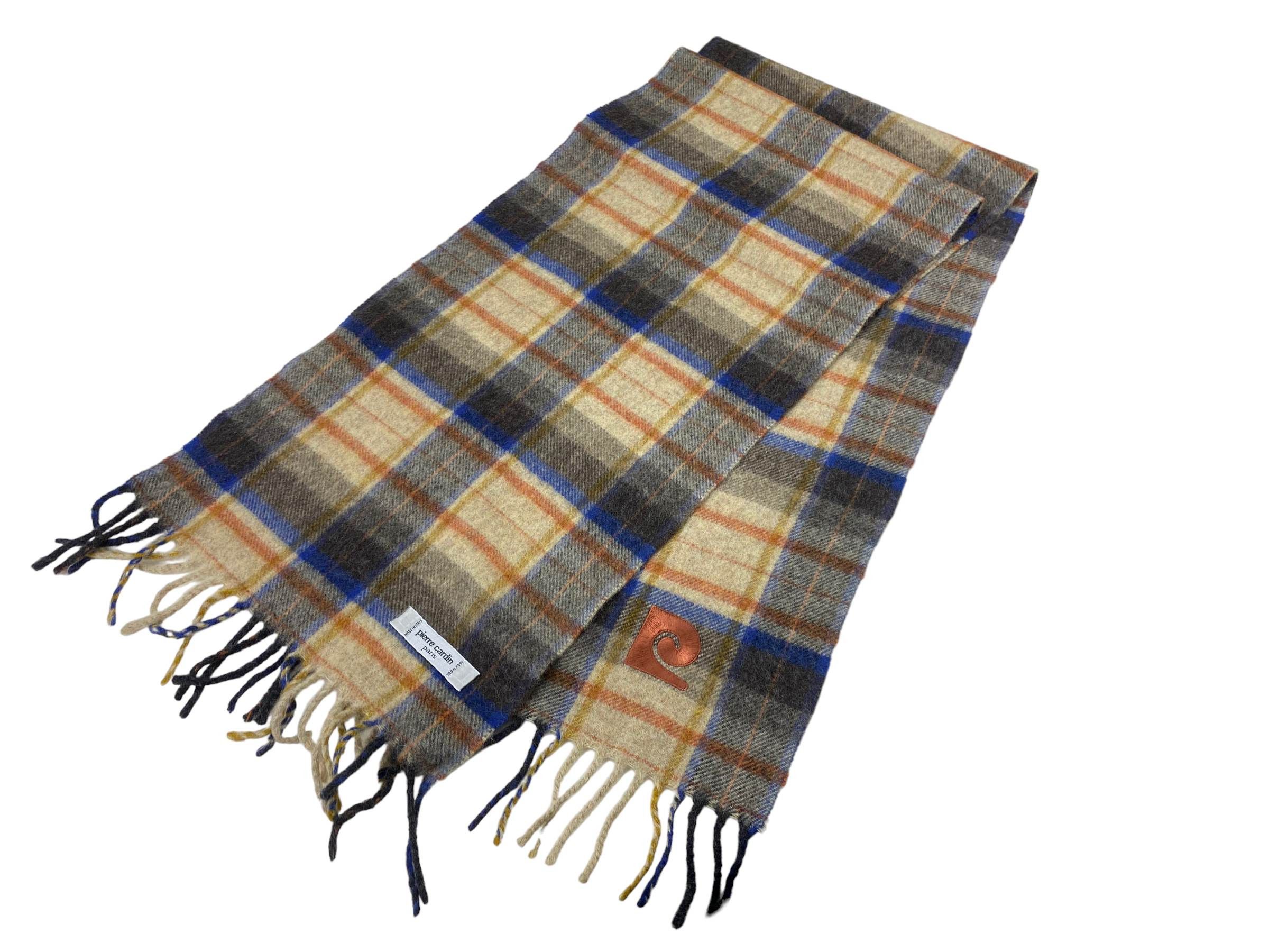 Pierre Cardin × Vintage Pierre Cardin Paris Pure Wool Checkered Vintage Scarf Size ONE SIZE - 2 Thumbnail