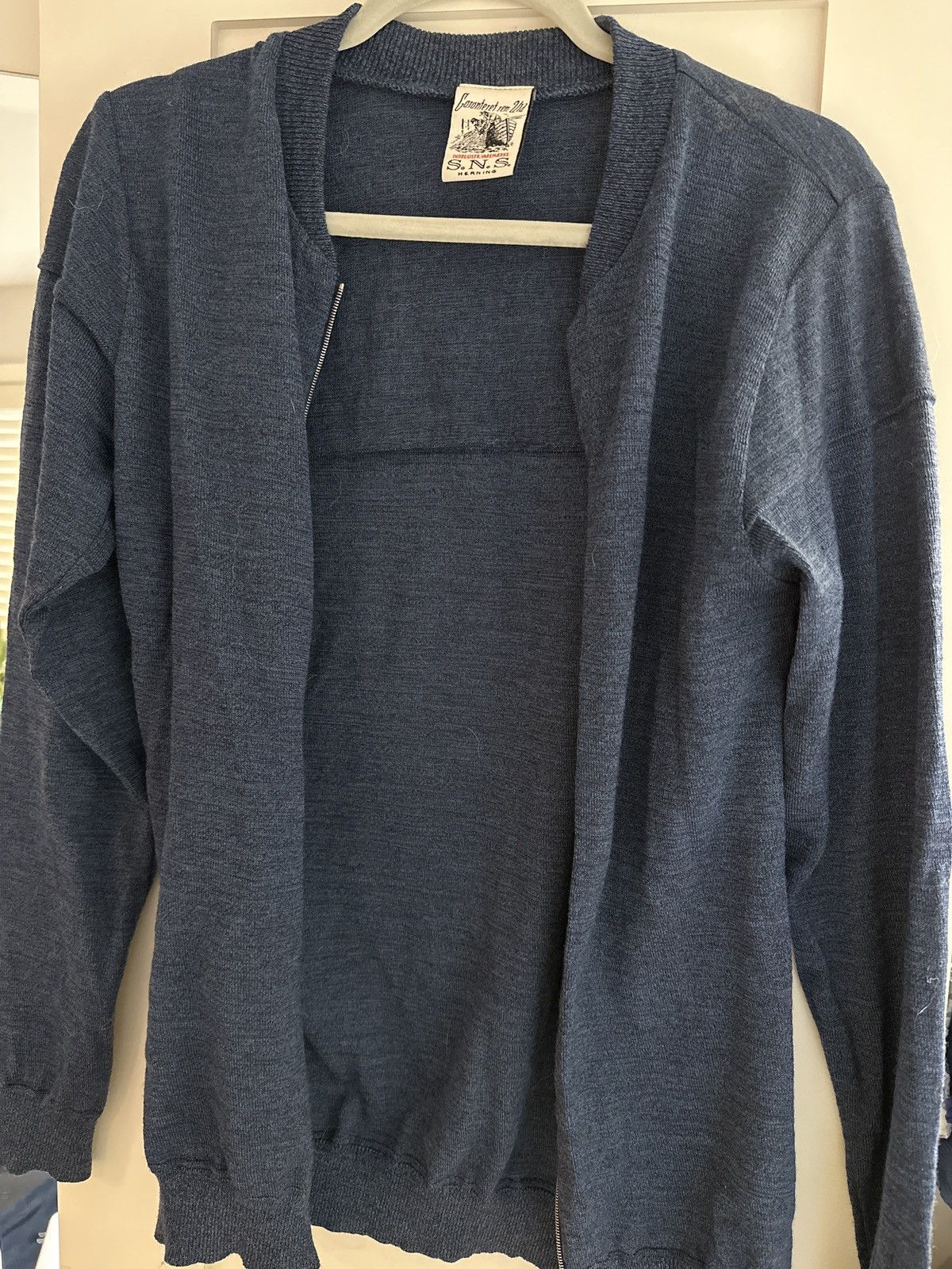 image of S N S Herning Sns Herning Wool Zip Sweater Size M in Blue, Men's